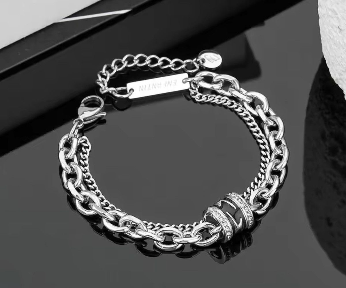 Jewelry Double-Layer Chain Bracelet - Stainless Steel & Zircon ⛓️ Size ONE SIZE - 7 Thumbnail