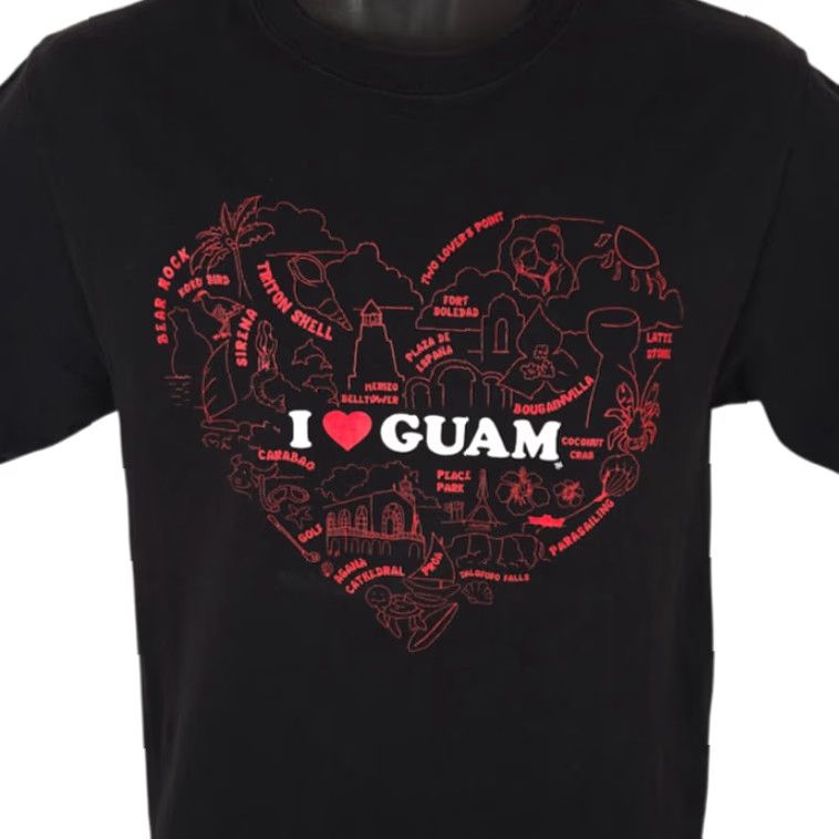 Port & Company I Love Guam Port & Company T-Shirt Mens Small Black Heart Travel Destination Tee Size US S / EU 44-46 / 1 - 2 Thumbnail