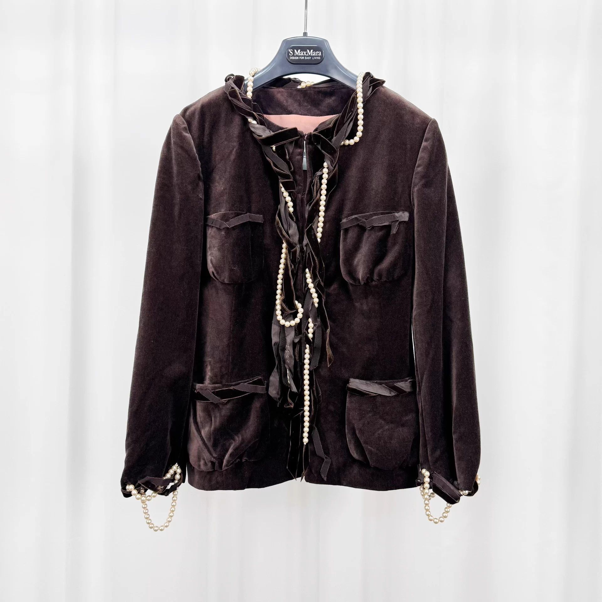 Moschino Moschino velvet pearl ribbon jacket 44 99 new Size L / US 10 / IT 46 - 1 Thumbnail