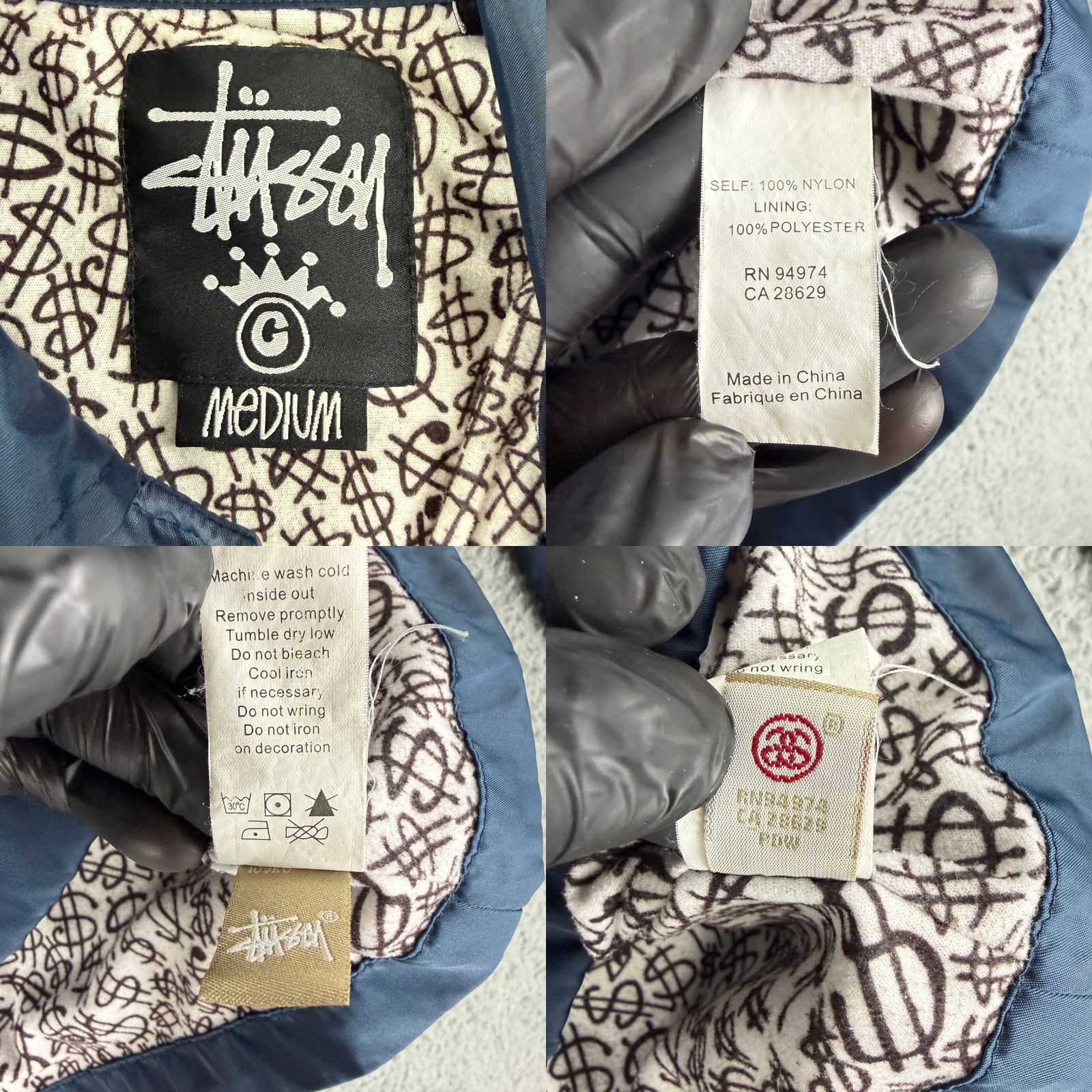 Vintage Stussy Coaches Jacket Mens Medium Blue Nylon Dollar Sign Lining Streetwear Size US M / EU 48-50 / 2 - 8 Thumbnail