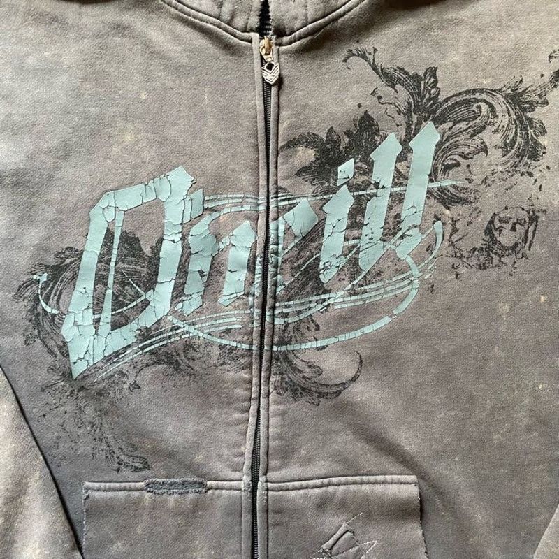O'Neill Intentionally Distressed Y2K Oneill Zip Up Hoodie Size US L / EU 52-54 / 3 - 2 Thumbnail