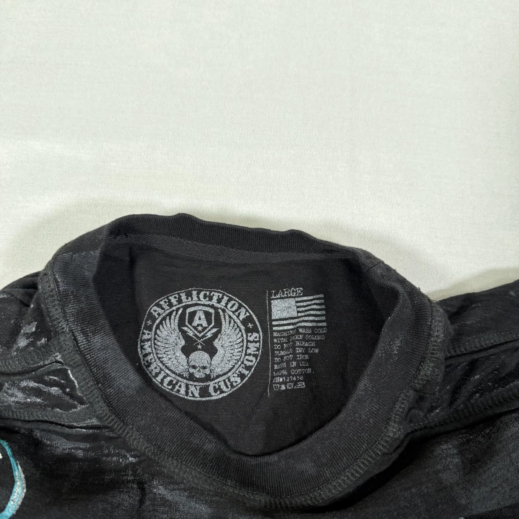 Affliction VINTAGE Affliction Shirt Mens L Black Skull Racing Long Sleeve Cross AOP Y2K Size US L / EU 52-54 / 3 - 7 Thumbnail
