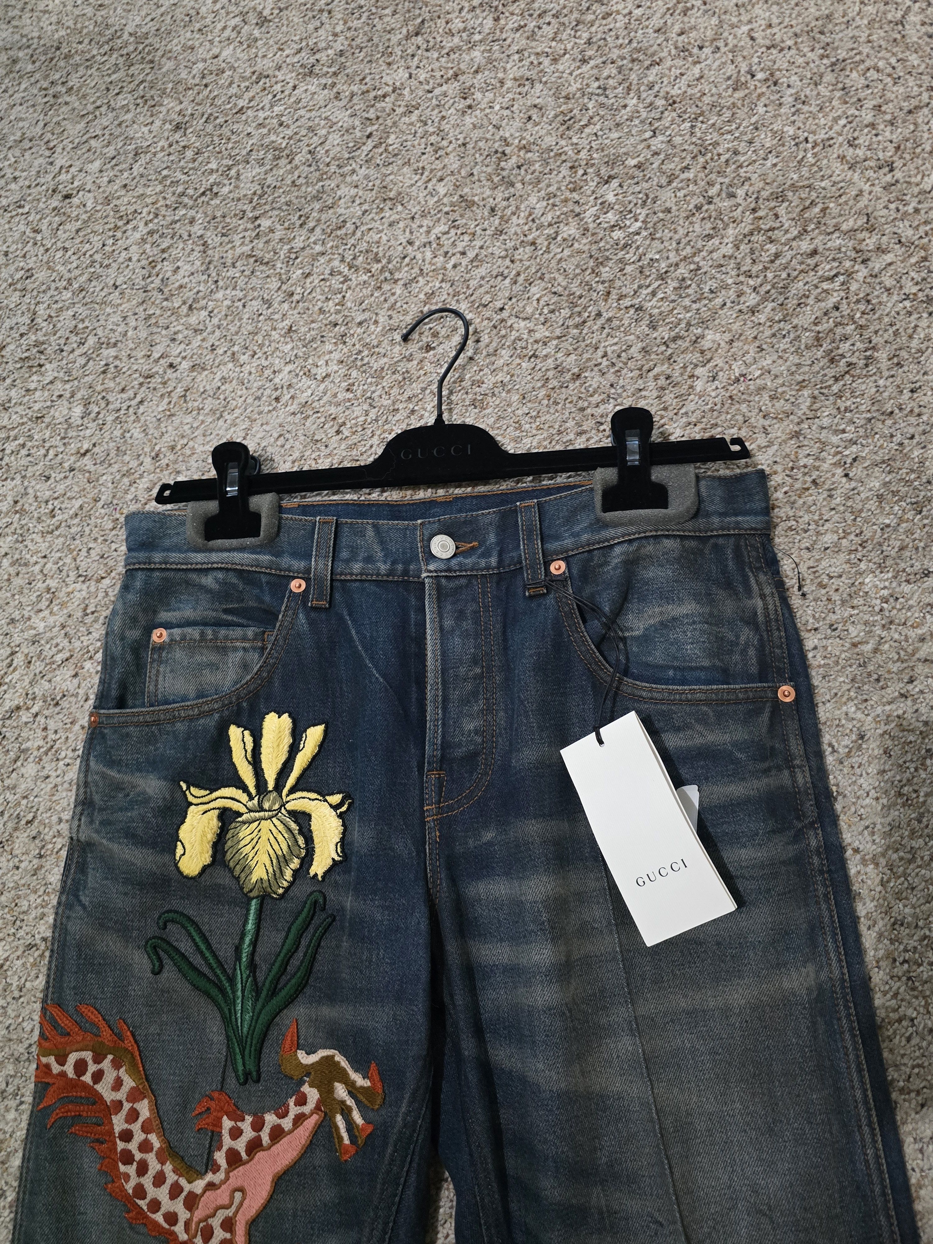 Gucci Gucci Embroidered Dragon Blue Jeans Size 32 NWT Size US 32 / EU 48 - 8 Thumbnail