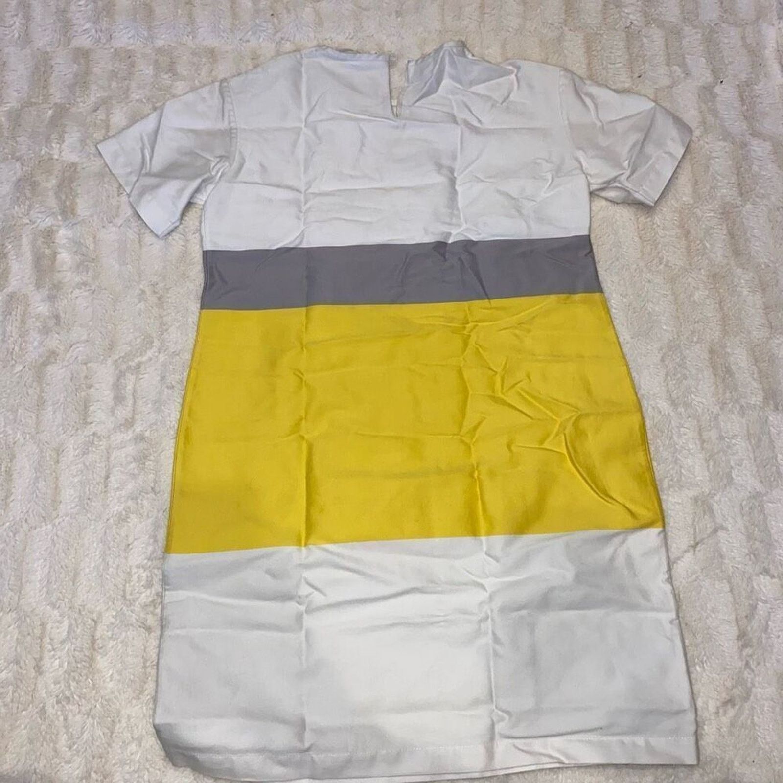 Derek Lam 10 Crosby Derek Lam White and Yellow Modern Short Sleeve Dress | Sz 4 Size S / US 4 / IT 40 - 2 Thumbnail