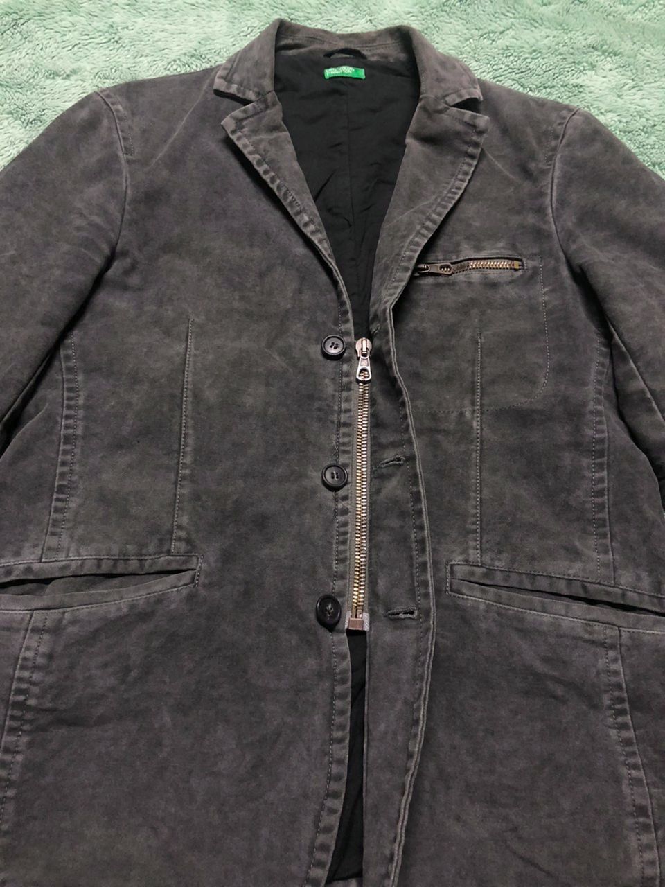 If Six Was Nine × United Colors Of Benetton UNITED COLORS OF BENETTON STONE WASH BLAZER ZIPPER JACKET Size US M / EU 48-50 / 2 - 4 Thumbnail