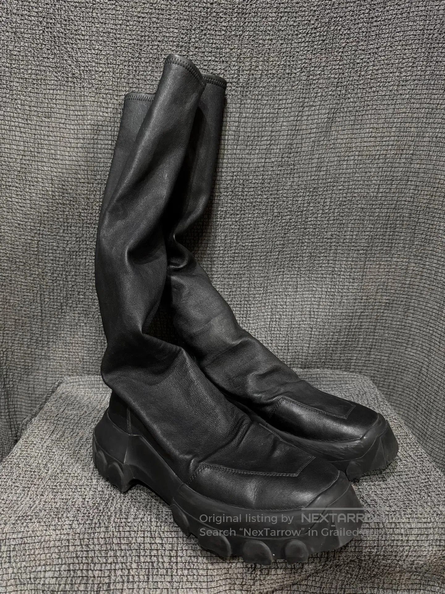 Rick Owens black leather tank sole boots by Rick Owens. Size US 7.5 / EU 40-41 - 2 Thumbnail