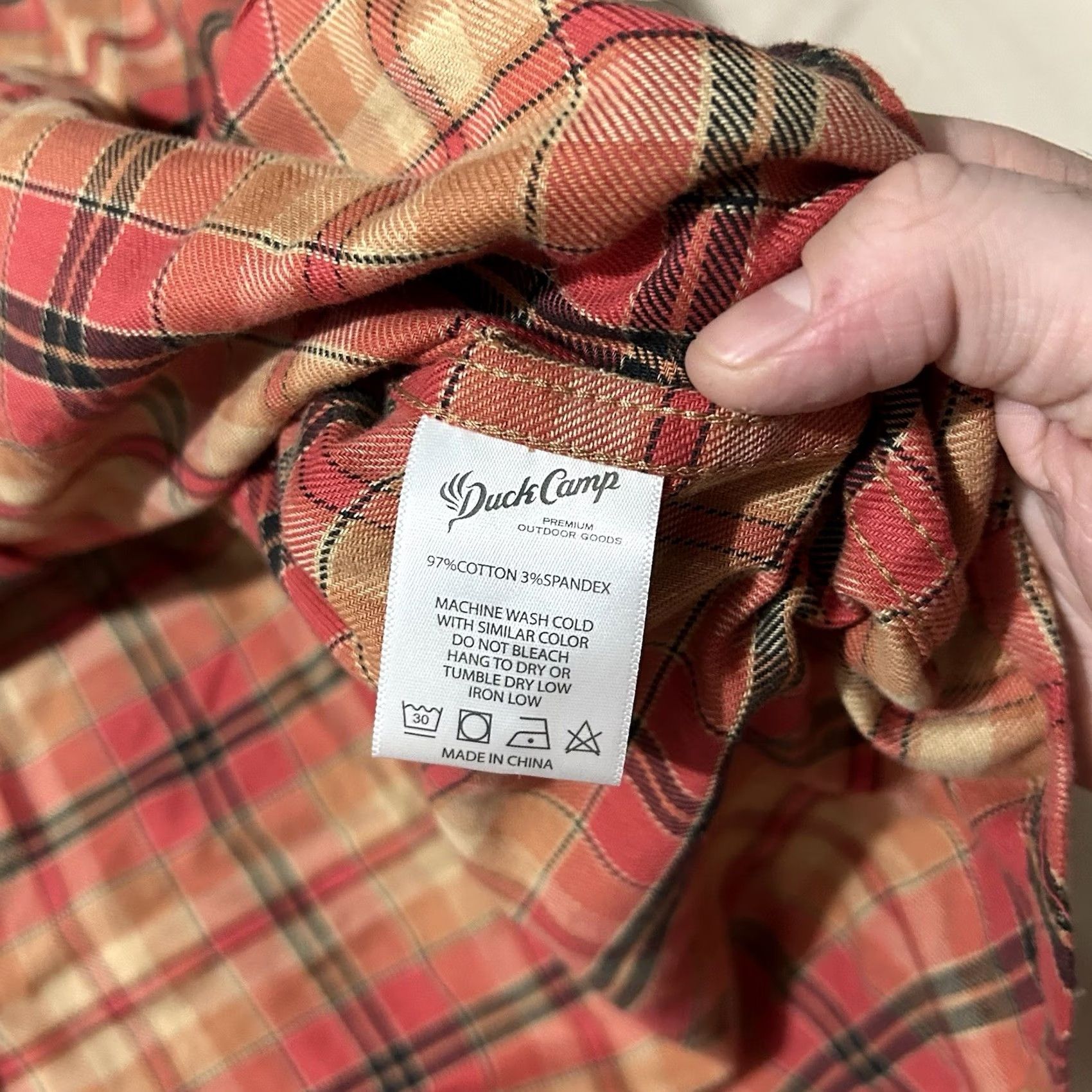Vintage Duck Camp Plaid Flannel Shirt Mens M Orange Button-Up Shirt Size US M / EU 48-50 / 2 - 4 Thumbnail