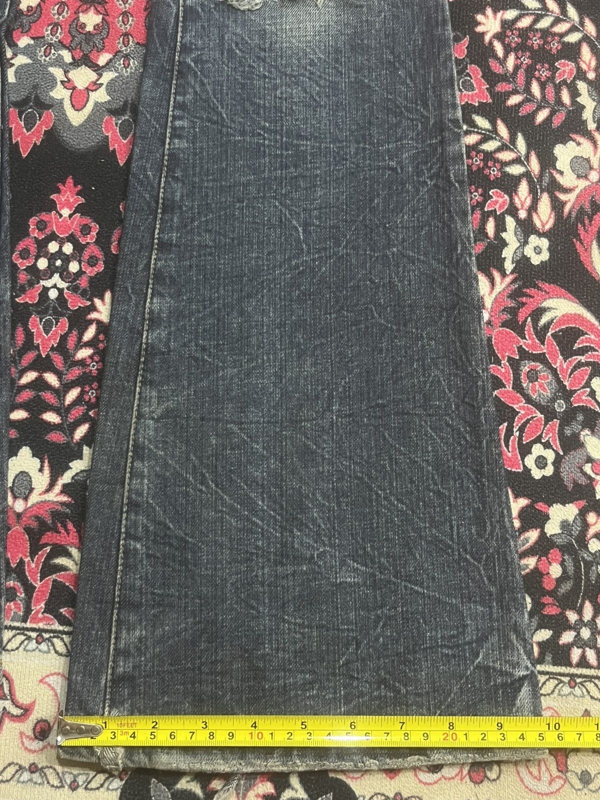CIVARIZE Vintage Japanese Brand IGNI Dark Washed Distress Flare Jeans Size 28" / US 6 / IT 42 - 14 Thumbnail