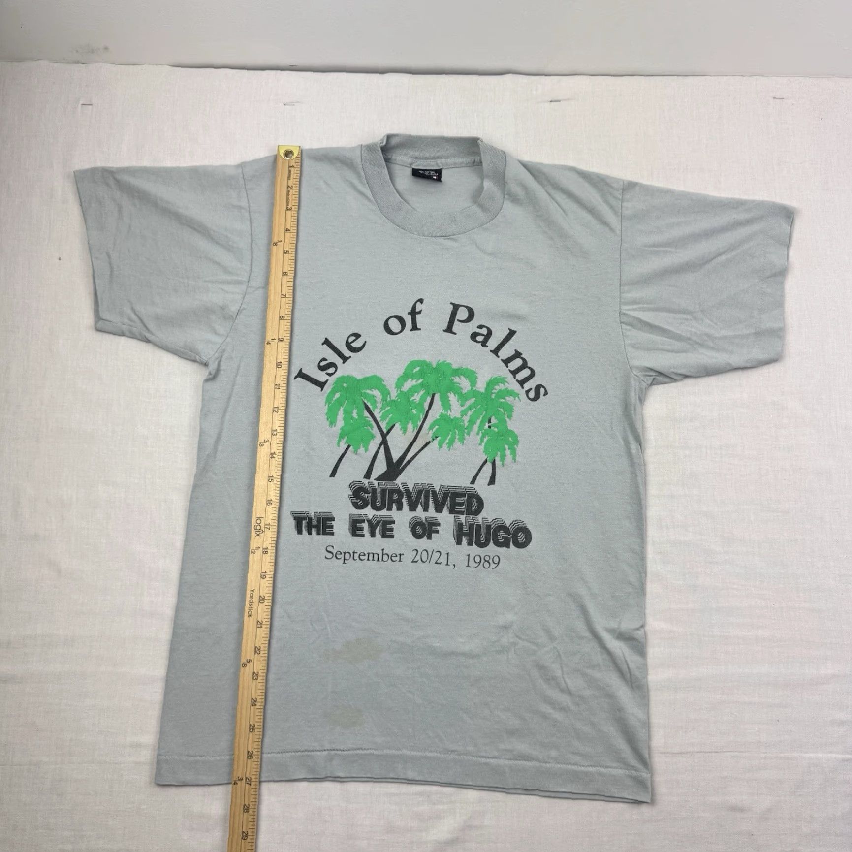 Vintage VINTAGE Hurricane Hugo T Shirt Men Large Gray 80s Storm I Survived Isle Of Palms Screen Stars Size US L / EU 52-54 / 3 - 6 Thumbnail