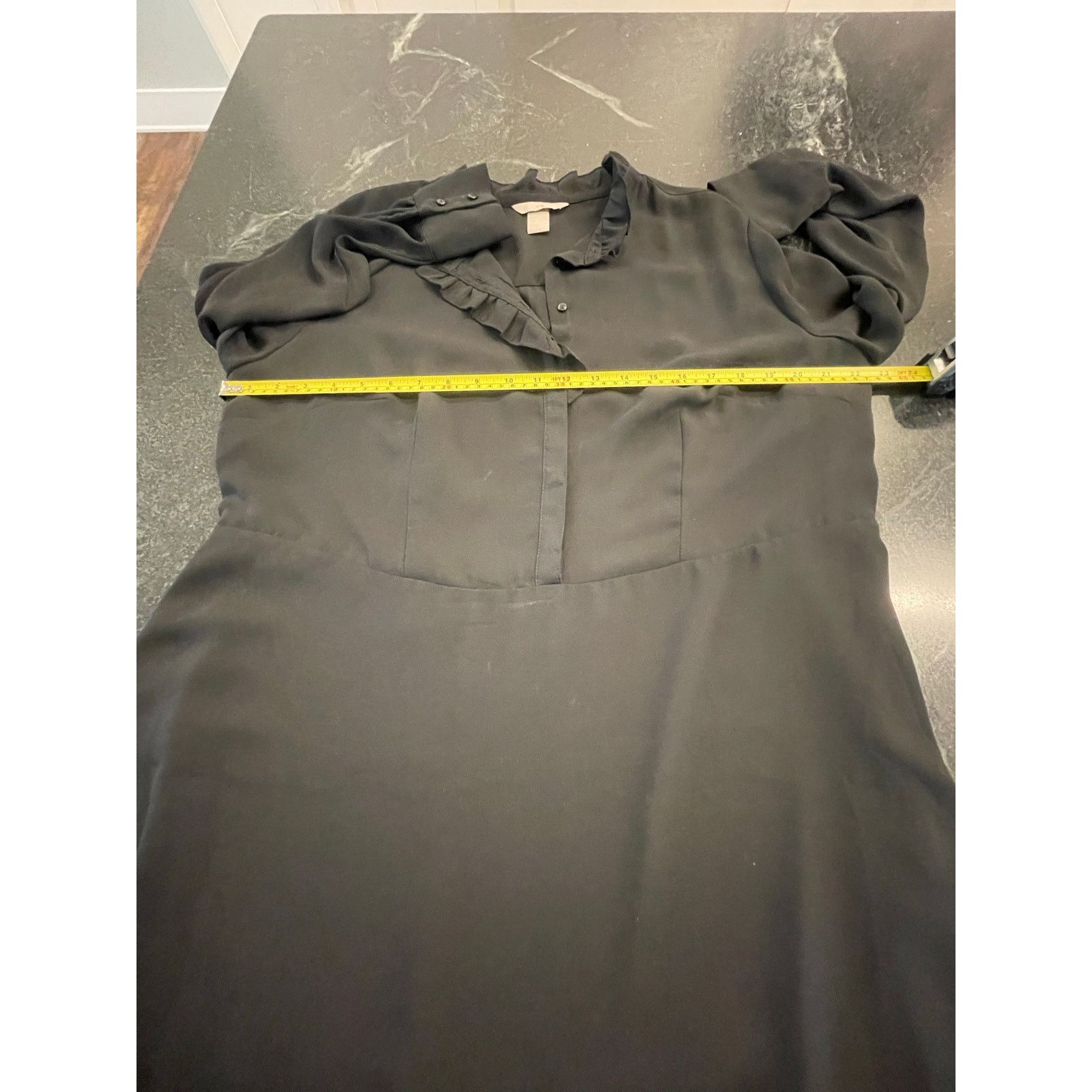 H&M H&M Black silky sheer long sleeve ruffled dress XL Size XL / US 12-14 / IT 48-50 - 12 Thumbnail