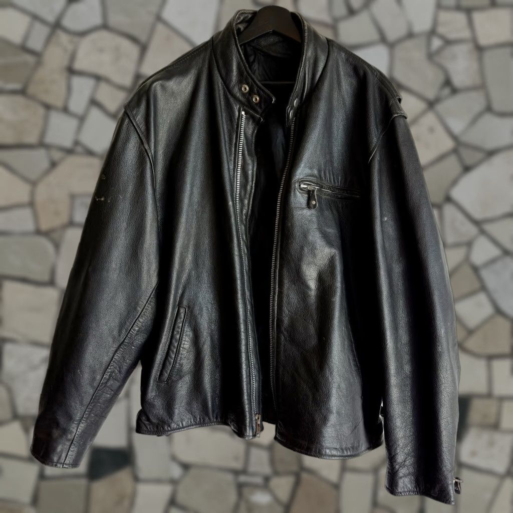 Vintage VINTAGE 1960s Leather Cafe Racer Motorcycle Jacket Near Mint XXL Size 46 2XL YKK Zippers Leather Cafe Racer Jacket Mens Western? Size US XXL / EU 58 / 5 - 1 Thumbnail