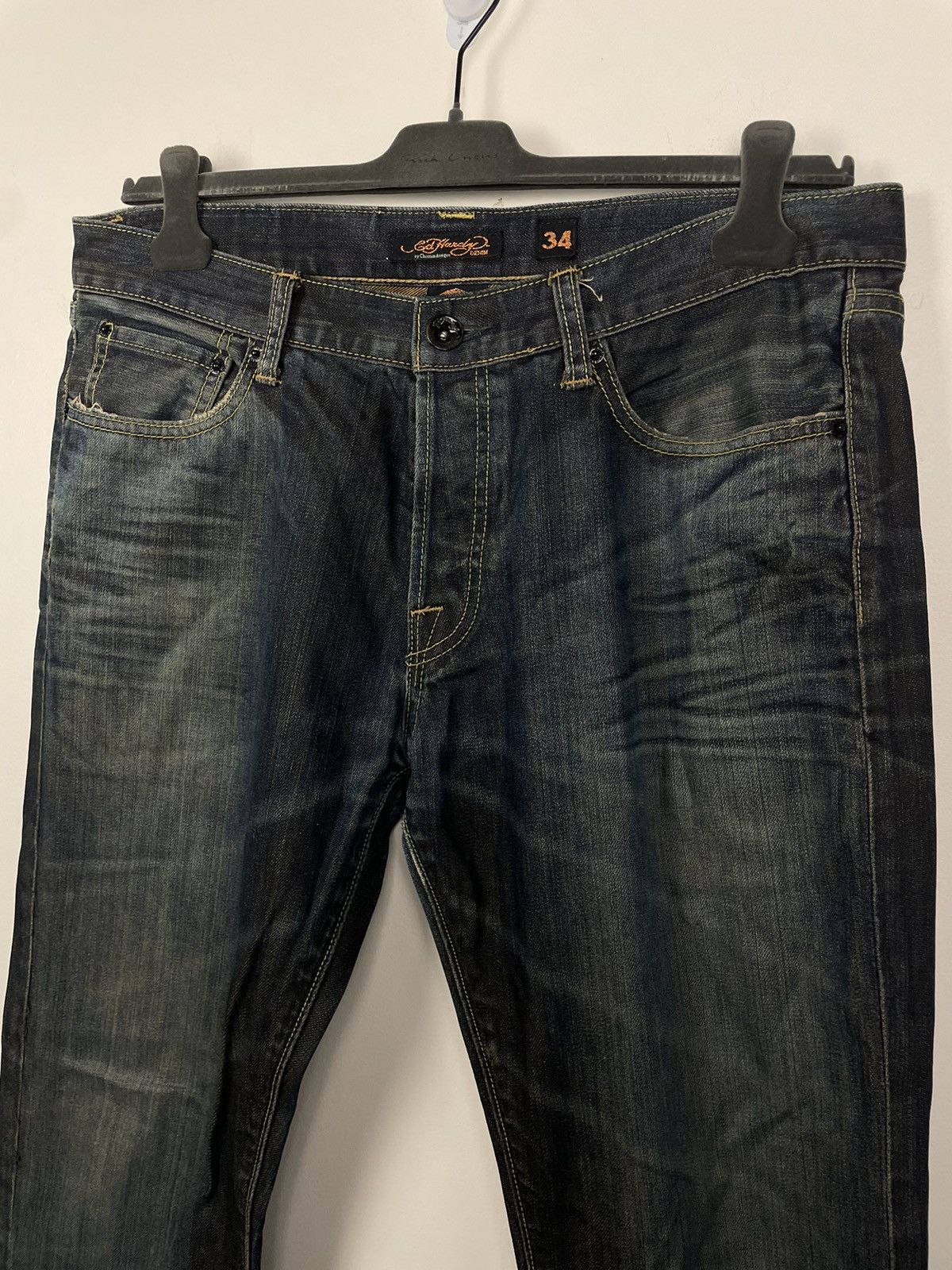 Ed Hardy Y2K Back Pocket Logo Embroidery Mud Wash Jeans Size US 36 / EU 52 - 5 Thumbnail
