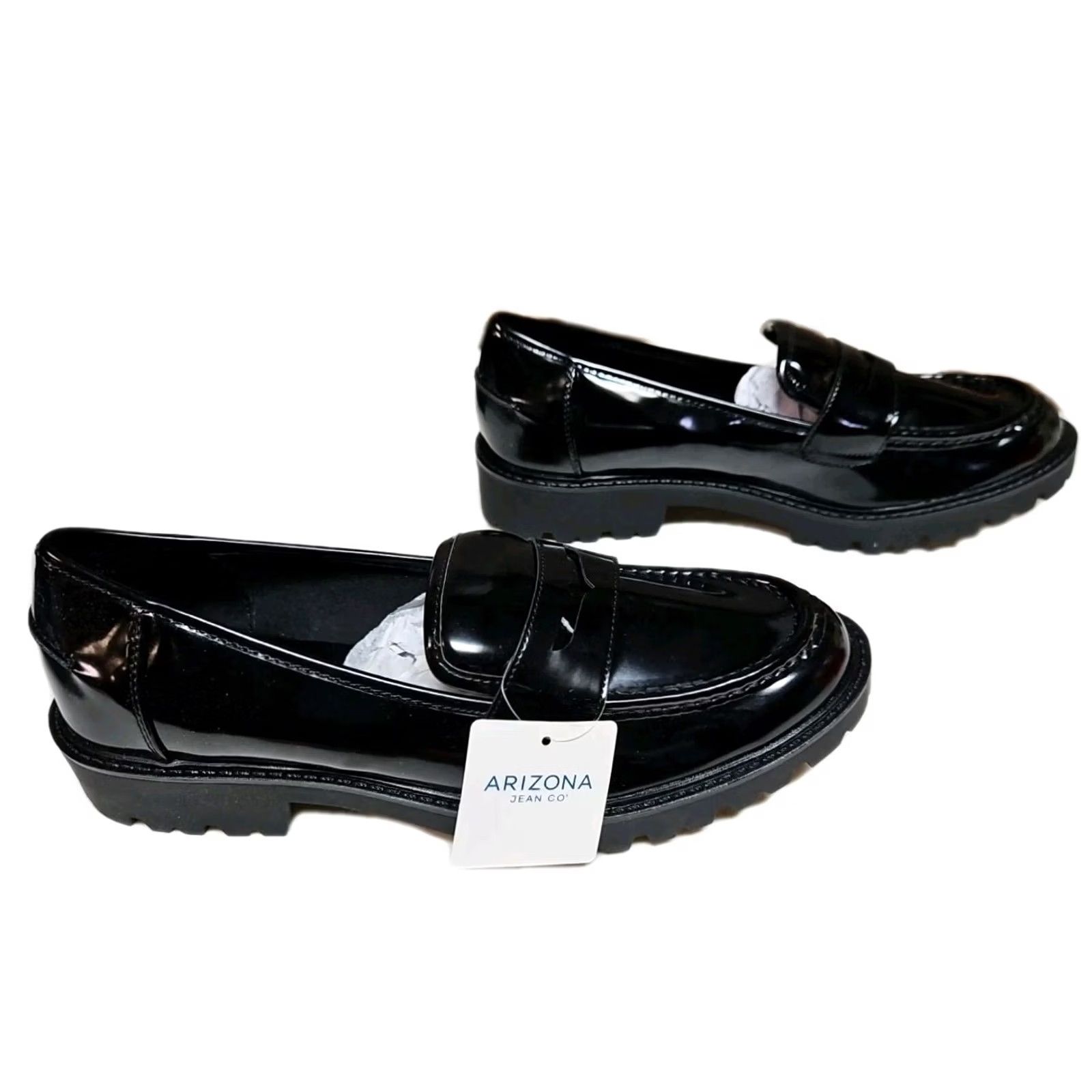 Vintage VINTAGE: NoArizona Jean Co Lillie Black Patent Loafers Womens 11M Slip On Lug Sole Chunky Patent Finish Preppy Minimalist Classic Casual Size 32" / US 10 / IT 46 - 3 Thumbnail