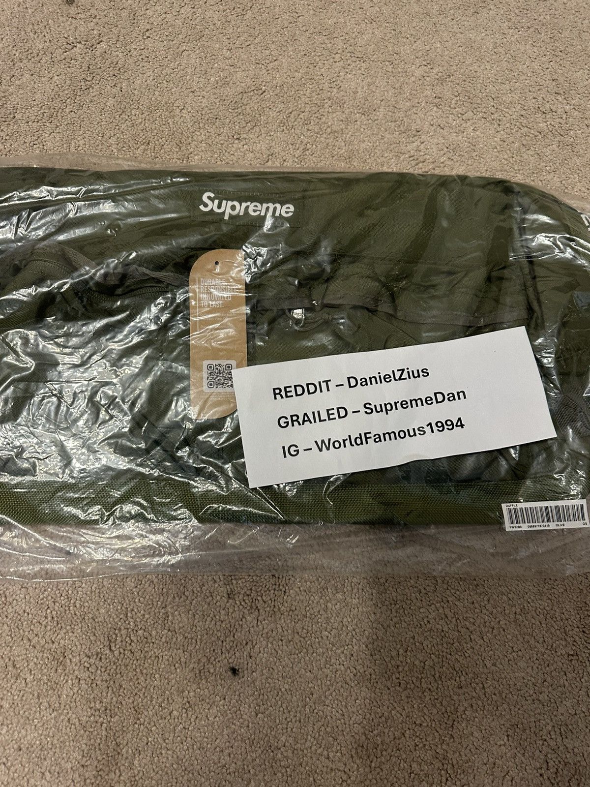 Supreme Supreme Duffle Bag 'Olive' Size ONE SIZE - 3 Thumbnail
