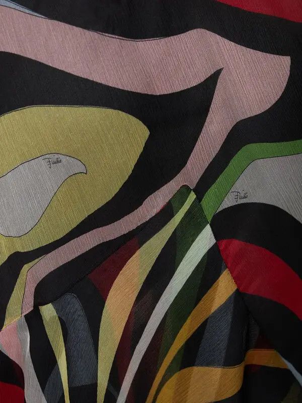 Emilio Pucci o1mle1224 Printed Chiffon Dress in Multicolor Size XS / US 0-2 / IT 36-38 - 4 Thumbnail