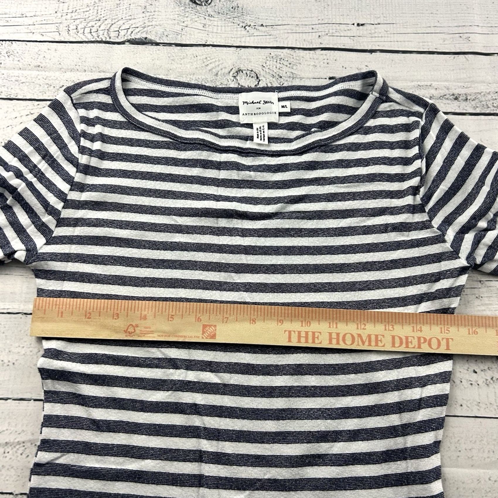 Michael Stars Michael Stars Anthropologie Shimmer Striped 1/2 Sleeve Top Women's M/L Blue Shirt Womens M Blue Striped Shimmer 1/2 Sleeve Top Size M / US 6-8 / IT 42-44 - 4 Thumbnail