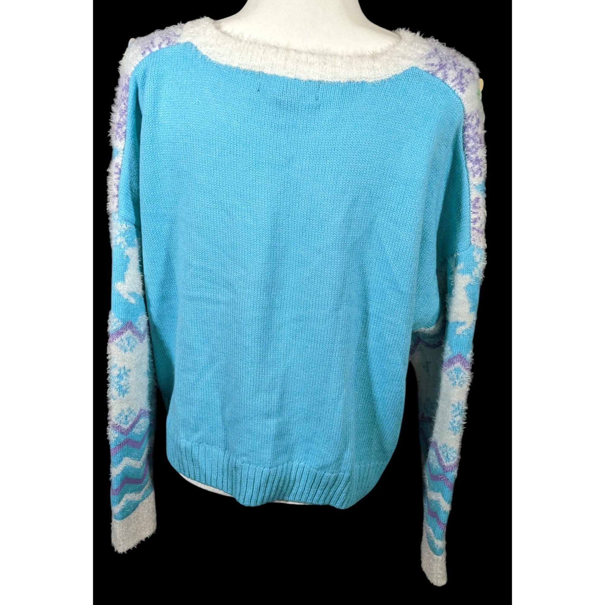 Other 33 Degrees Retro Sequin Reindeer Blue And White Holiday Swea Size XL / US 12-14 / IT 48-50 - 2 Thumbnail