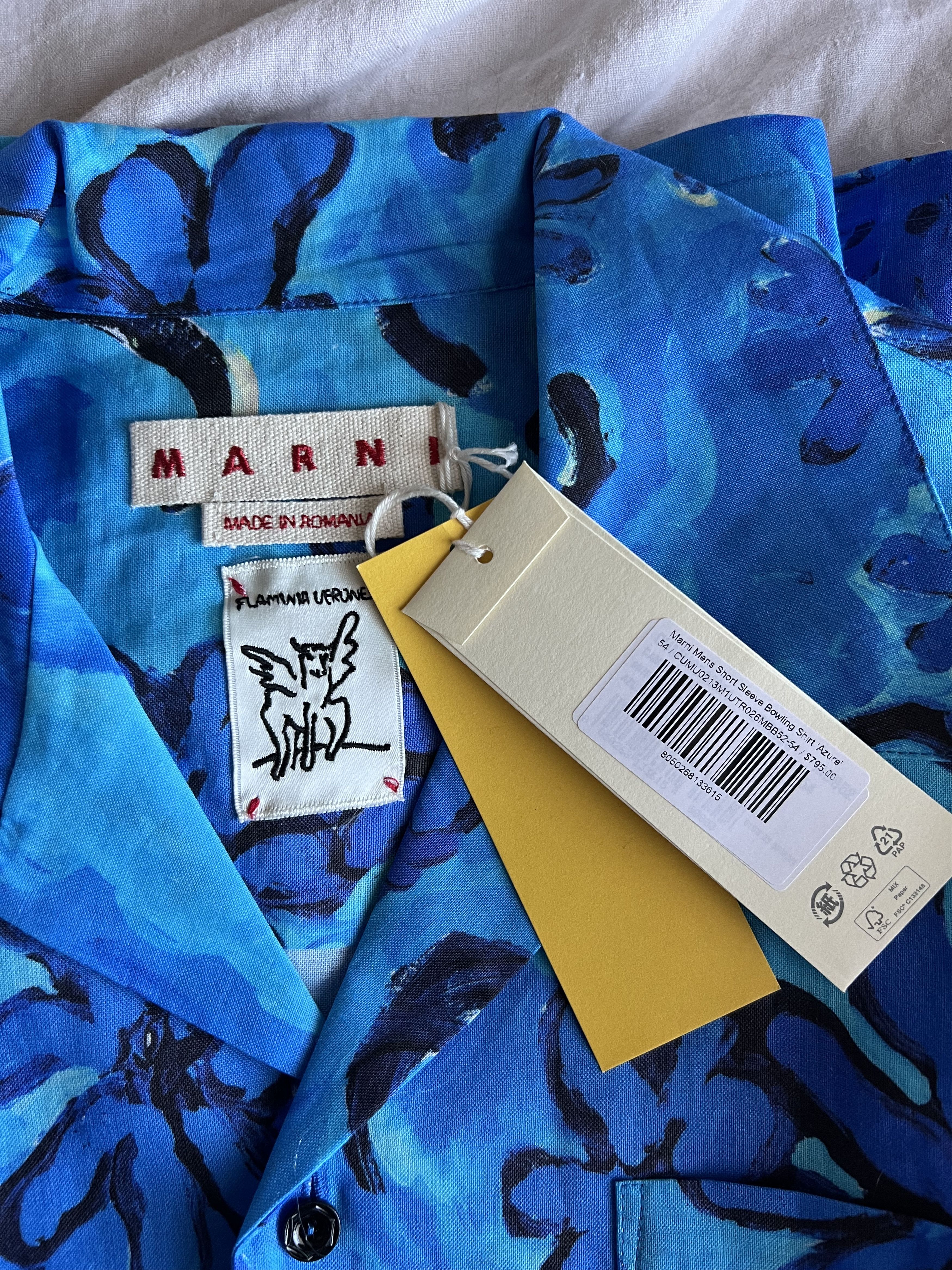 Marni Marni Short Sleeve Bowling Shirt in Azure Size US L / EU 52-54 / 3 - 7 Thumbnail