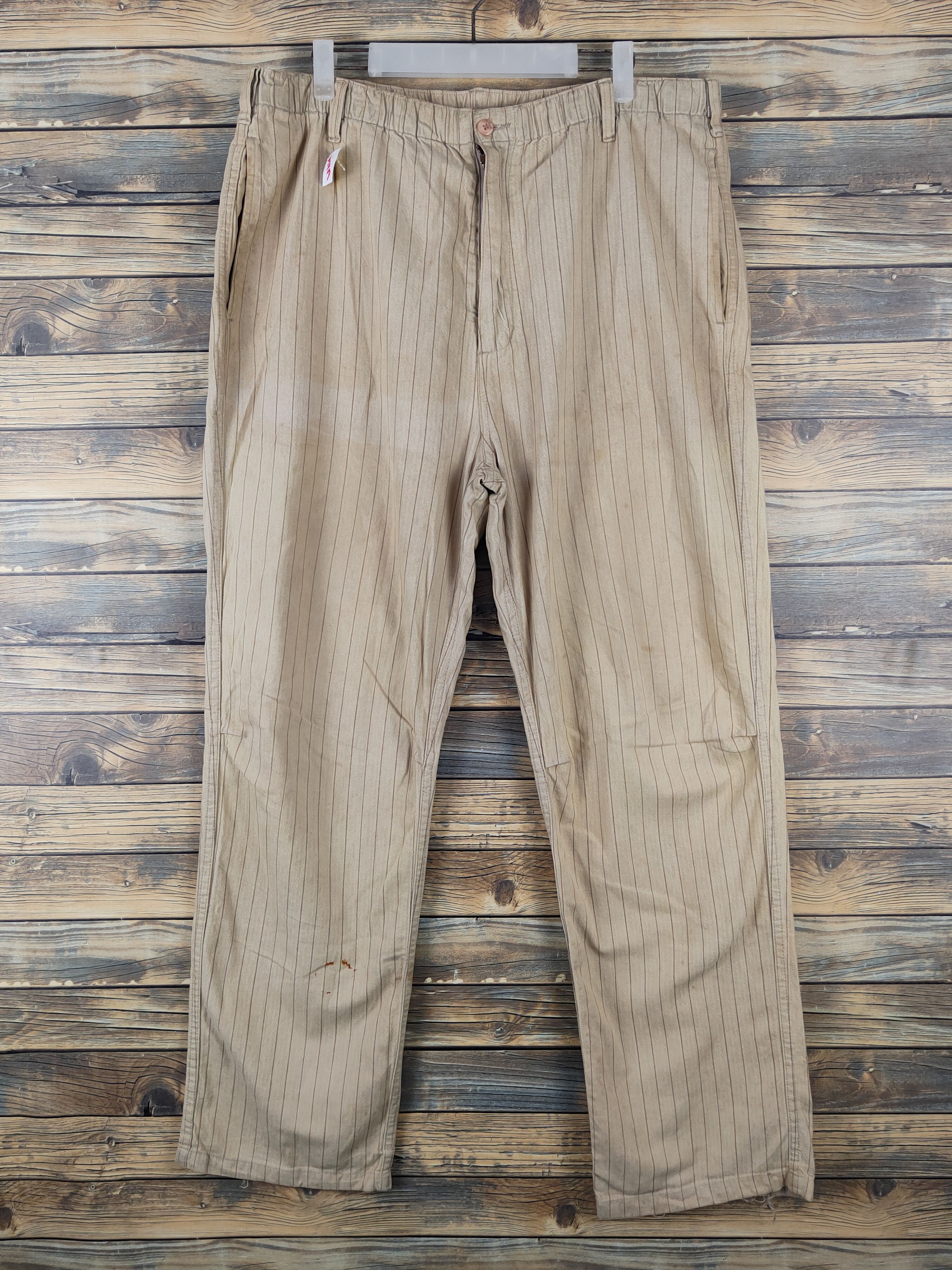 Japanese Brand × Vintage Thunder Storm Light Brown stripe vintage Casual Pants #W1419 Size US 37 - 1 Thumbnail