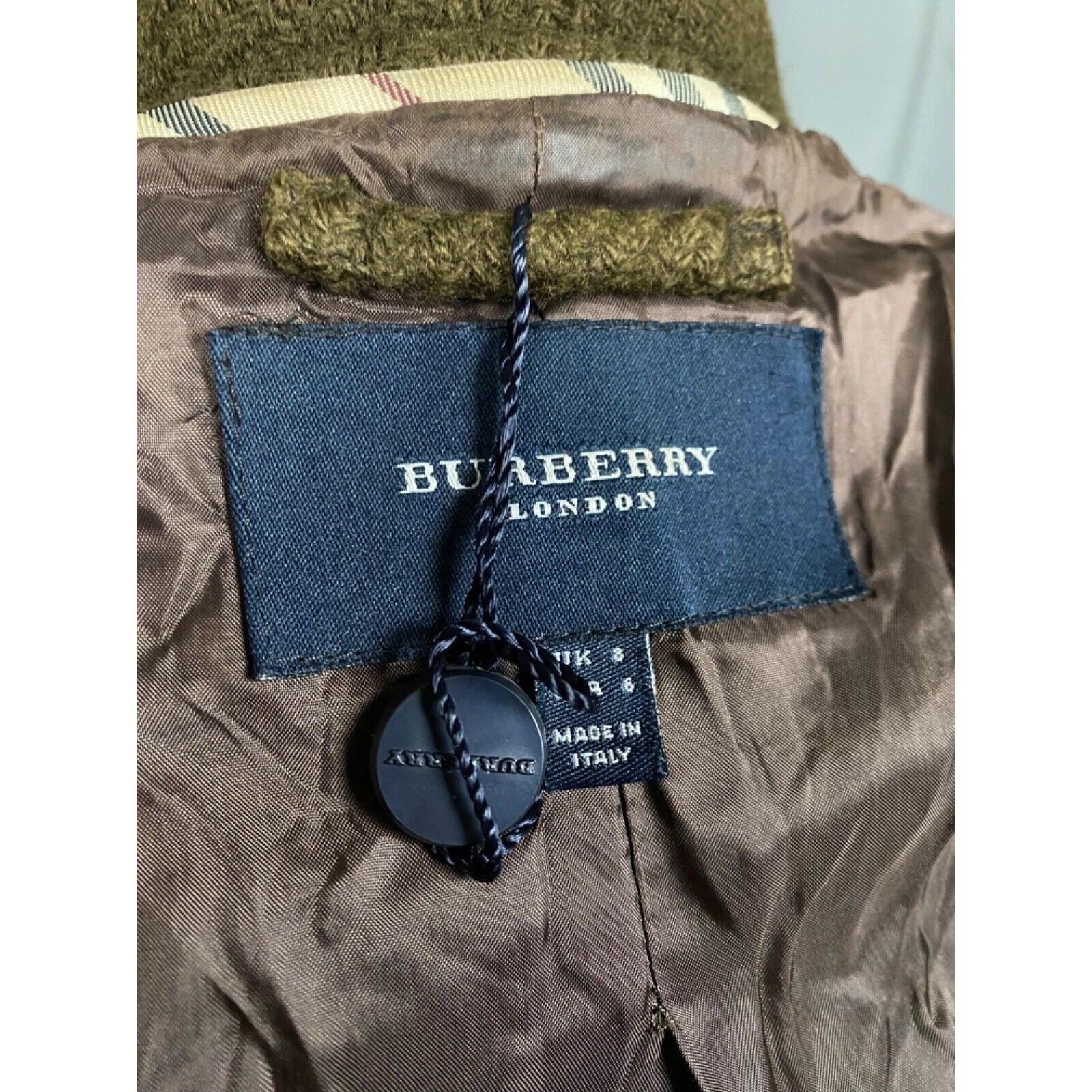 Burberry MINT! Burberry Herringbone Sample Green Brown Wool Blazer Ja Size M / US 6-8 / IT 42-44 - 9 Thumbnail
