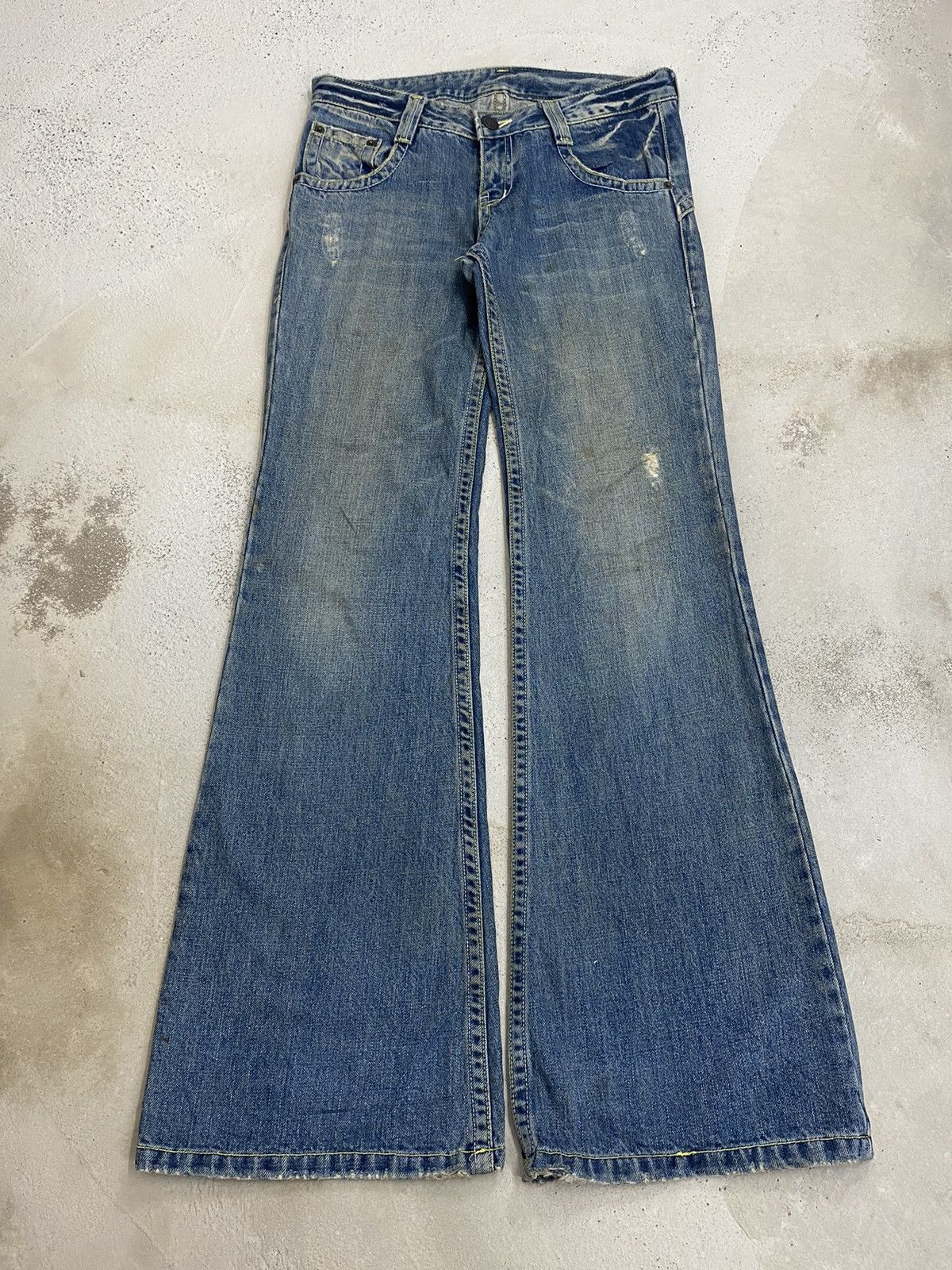 If Six Was Nine Flare Japanese Brand Mud Washed Dirty Boot Cut Fit Size US 29 - 3 Thumbnail