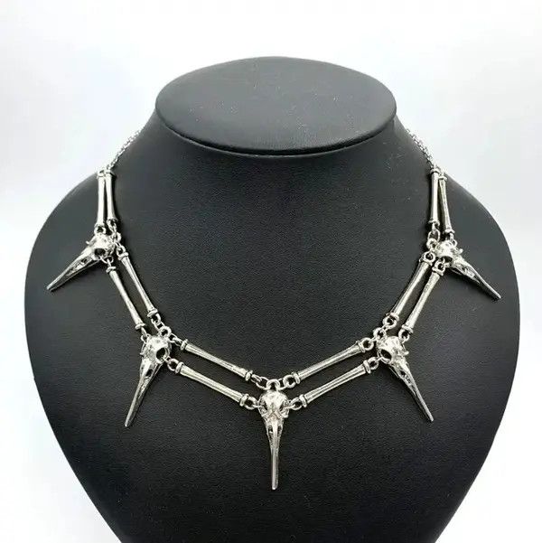 Jewelry Antique Bird Skull Chocker Necklace Size ONE SIZE - 7 Thumbnail