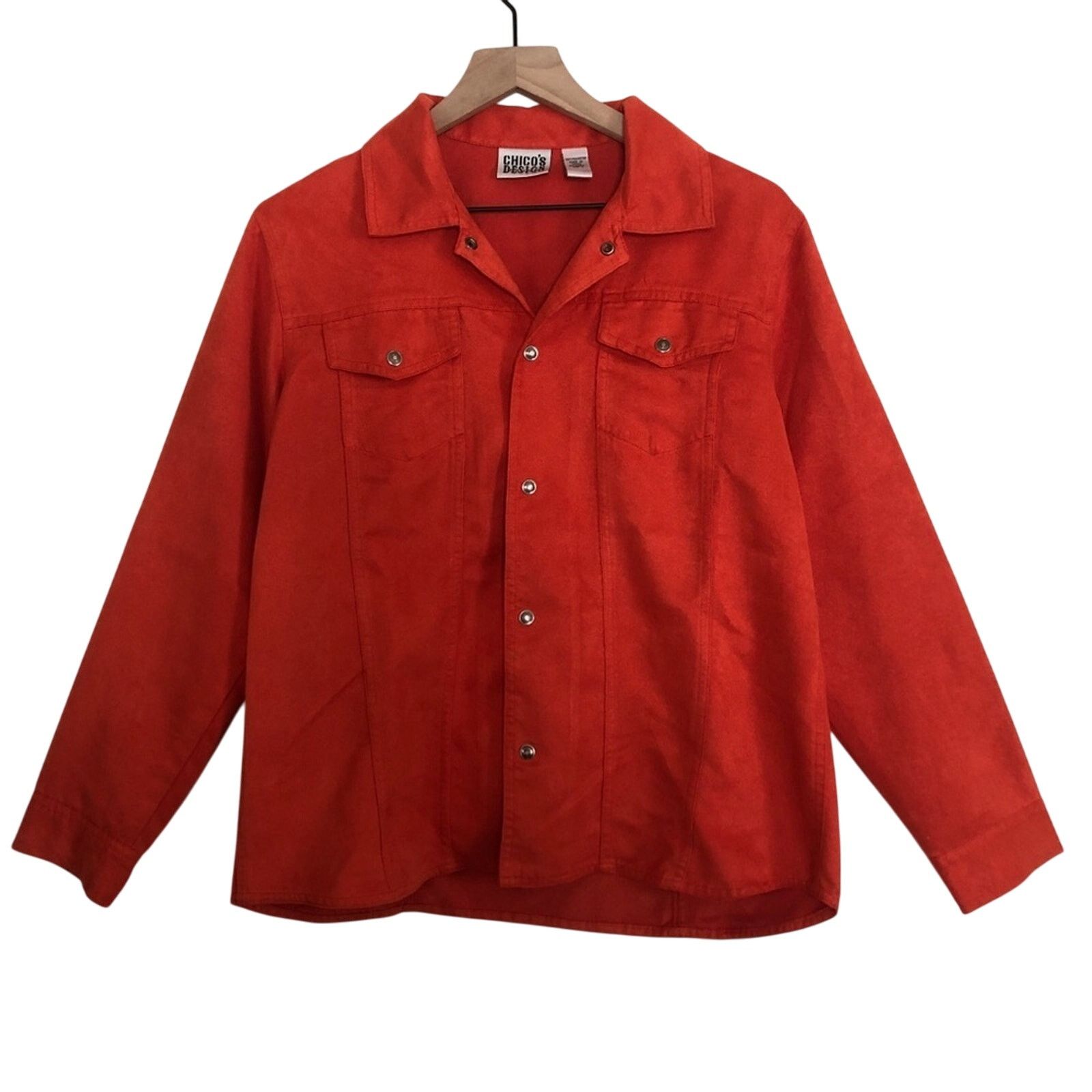 Chicos Chico's Red Butto Long Sleeve Western Shirt Shacket Jacket Size M / US 6-8 / IT 42-44 - 1 Thumbnail