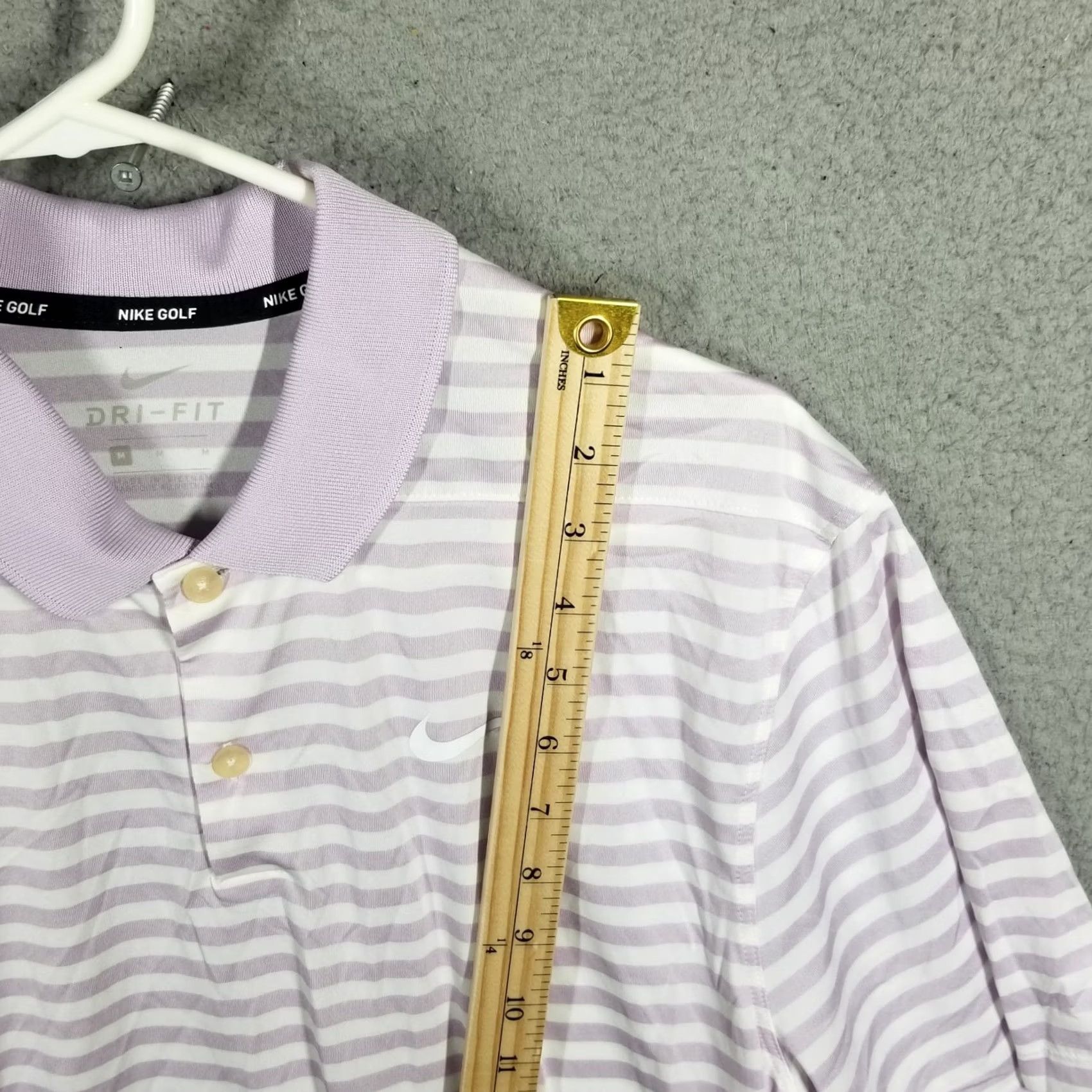 Nike Nike Golf Polo Shirt M Mens Purple White Striped Dri-FIT Victory 91% Polyester 9% Spandex Short Sleeve Breathable Activewear Polo Size US M / EU 48-50 / 2 - 5 Thumbnail