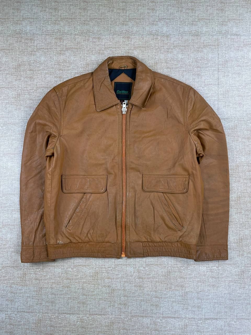 Leather Vintage COLLINS Classic Bomber Leather Jacket Size US M / EU 48-50 / 2 - 1 Thumbnail