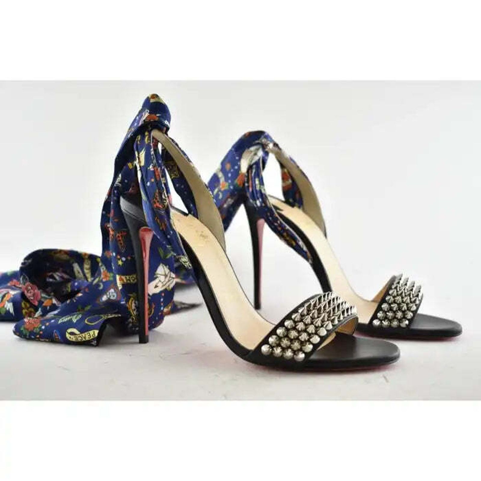 Christian Louboutin Sandale Du Desert Spikes 100 Black Sandal Heel Pump 36.5 Size US 6.5 / IT 36.5 - 3 Thumbnail