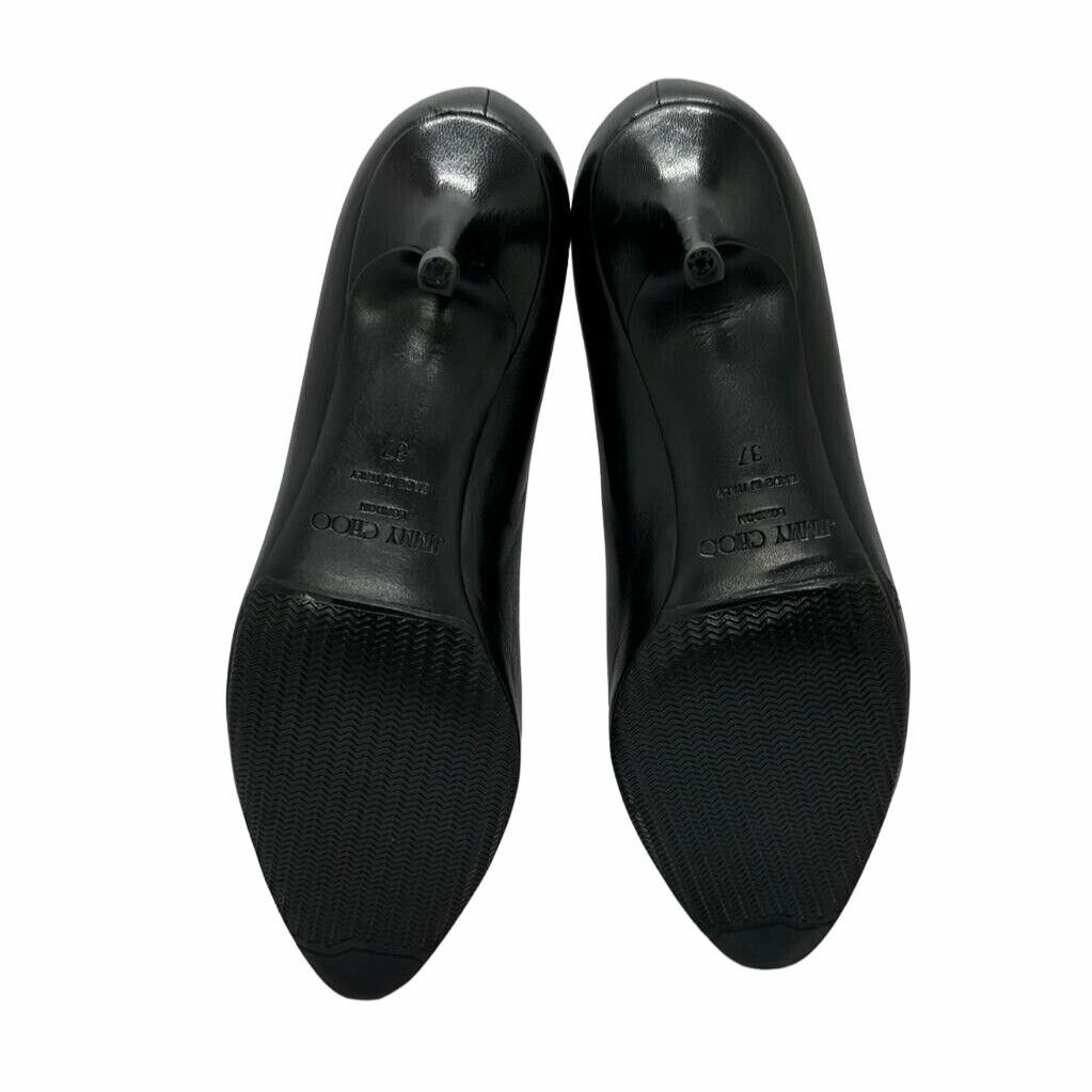 Jimmy Choo ⭐ Jimmy Choo Women's Pumps Sz 7 37 Black Leather Almond Toe Size US 7 / IT 37 - 7 Thumbnail