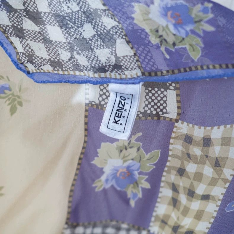 Kenzo KENZO Vintage purple embroidered checkered silk scarf Size ONE SIZE - 6 Thumbnail