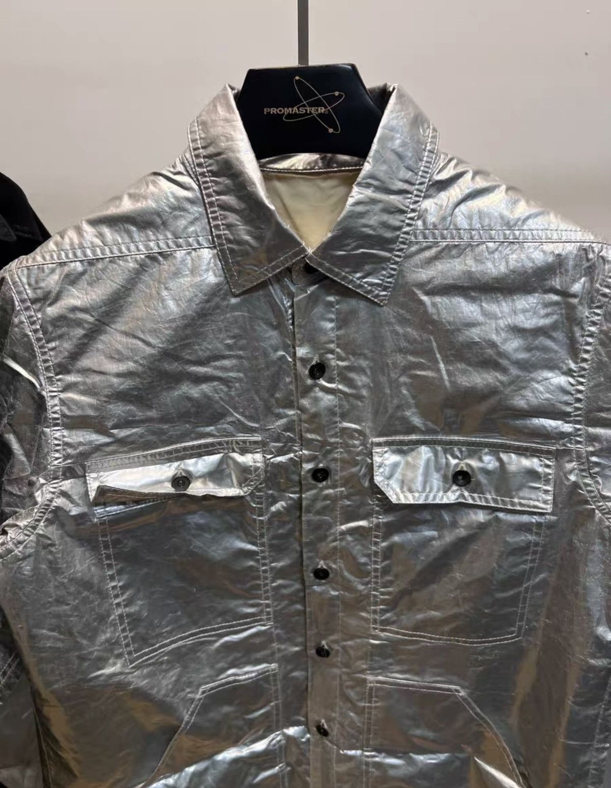 Rick Owens Rick Owens DRKSHDW 2019 Metallic Silver Shirt Jacket Size US S / EU 44-46 / 1 - 3 Thumbnail