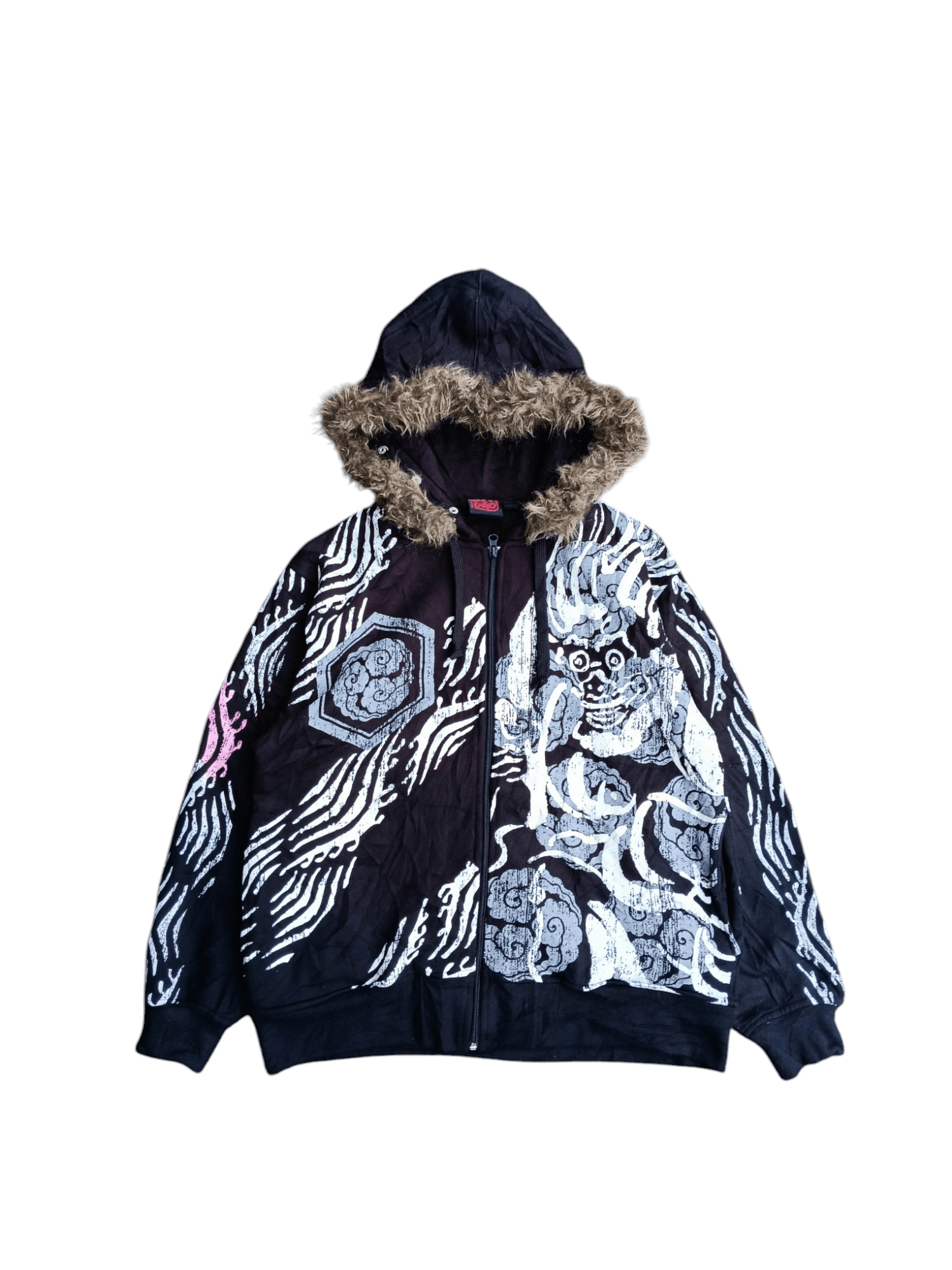 Japanese Brand Sukajan Japanese full print fur hoodie Size US L / EU 52-54 / 3 - 7 Thumbnail