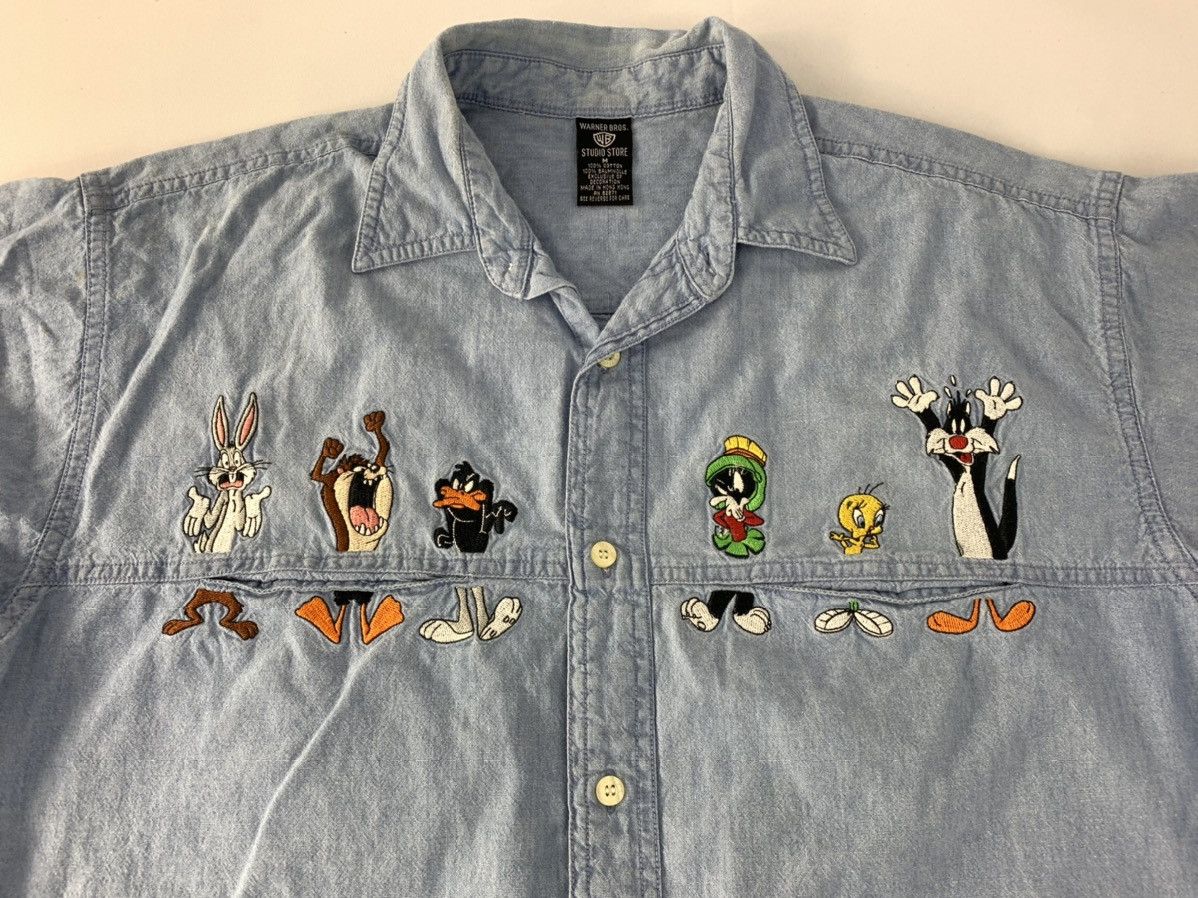 Vintage Warner Bros Looney Tunes Denim Western Embroidery Logo Shirt Size US L / EU 52-54 / 3 - 4 Thumbnail