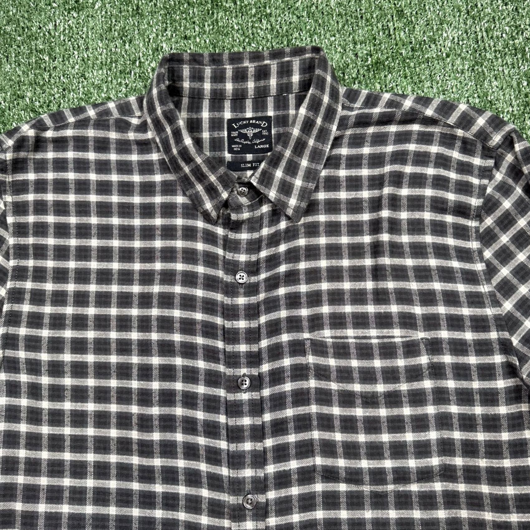 Lucky Brand Lucky Brand Button Up Shirt Men's L Black Long Sleeve Plaid Flannel Slim Size US L / EU 52-54 / 3 - 3 Thumbnail