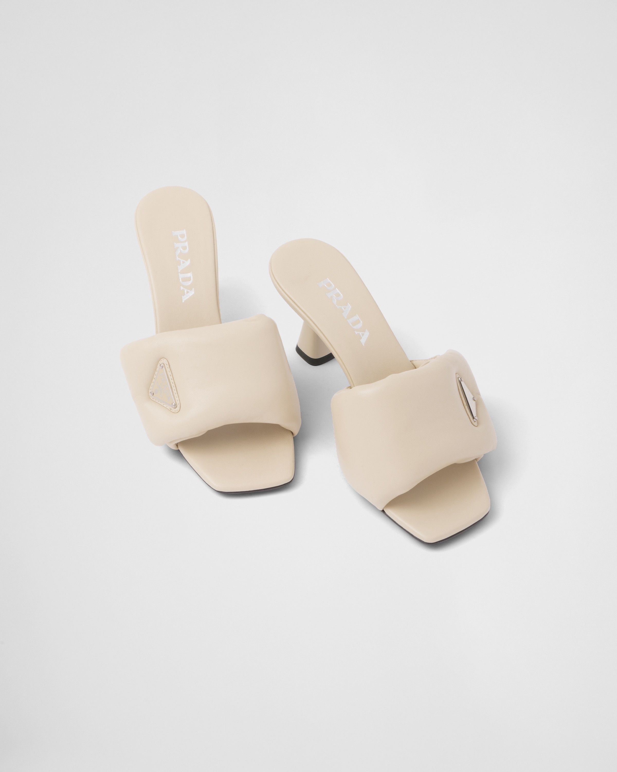 Prada oc11z0625 Soft Padded Nappa Sandals in Beige Size US 9 / IT 39 - 4 Thumbnail