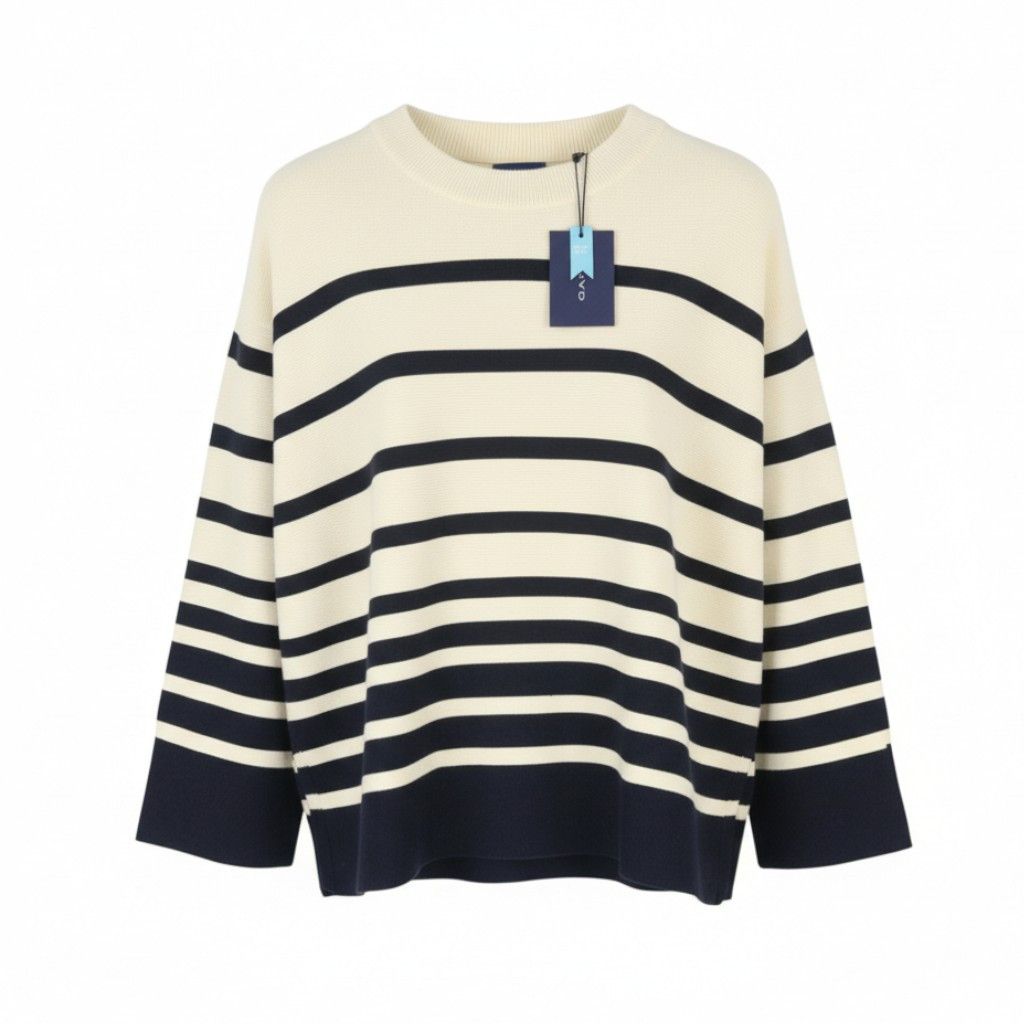Gant BRETON STRIPE C-NECK XS Cream Tight-Knit Stretch 88112 Size XS / US 0-2 / IT 36-38 - 1 Thumbnail