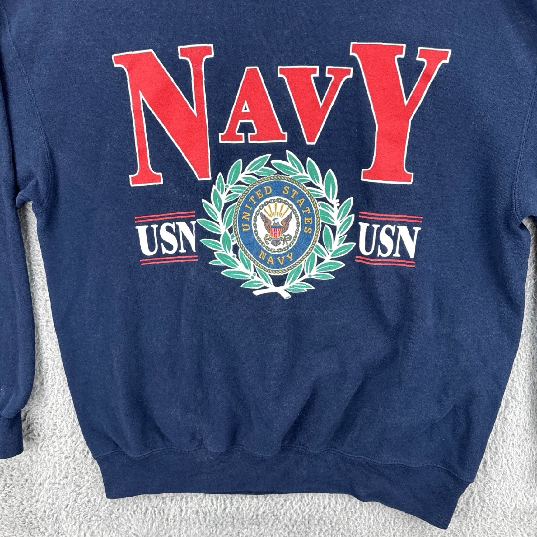 Soffe VINTAGE Soffe Sweatshirts Shirt Adult XL Blue United States Navy USN 90s Patriotic Mens PullOver Crewneck Sweatshirt Blue USA 90s Patriotic Size US XL / EU 56 / 4 - 4 Thumbnail