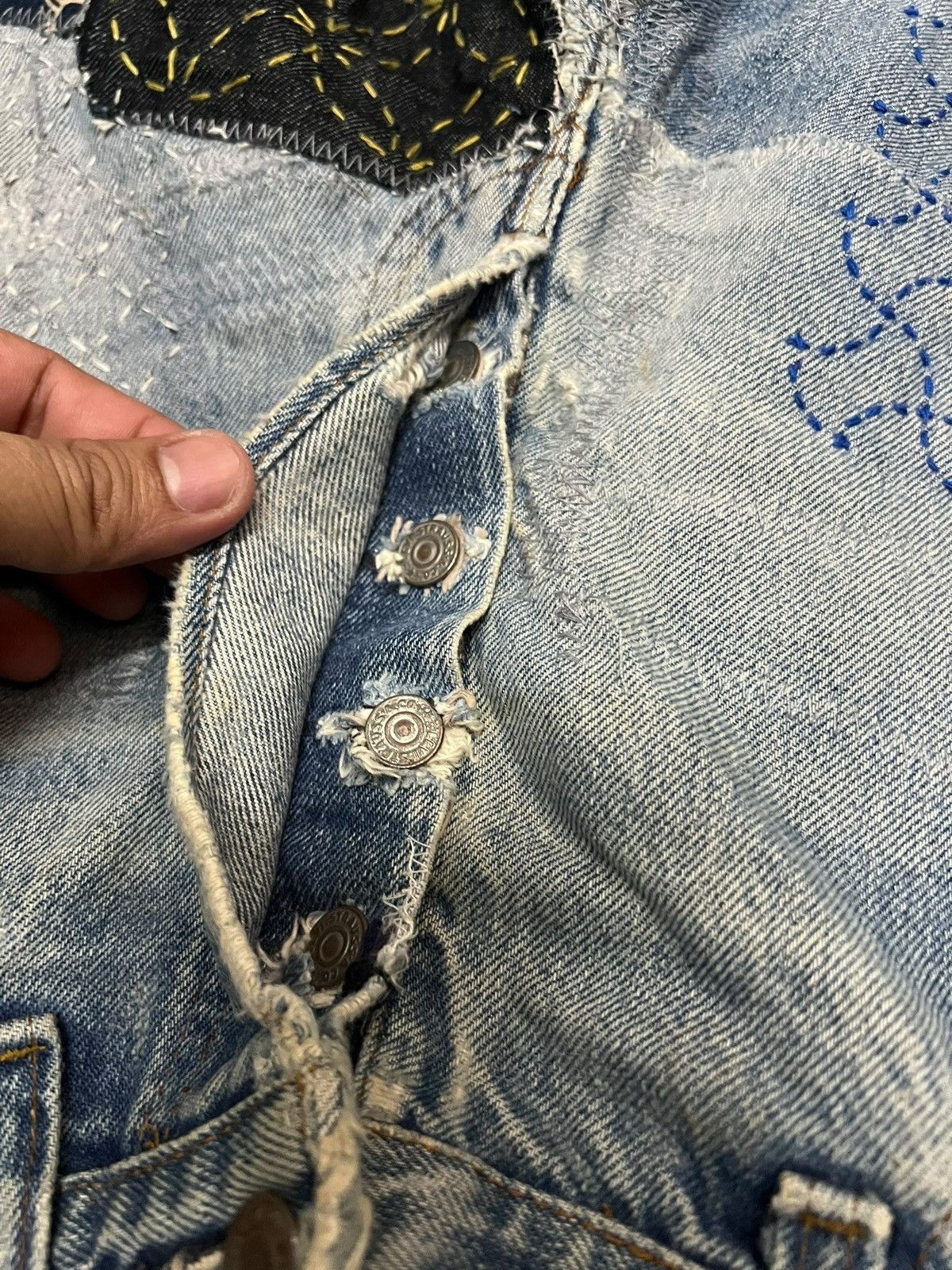 Levi's Reconstruc💥Vintage 70’Levis 501 Rindem Selvedge Sashiko Boro Size US 32 / EU 48 - 18 Thumbnail