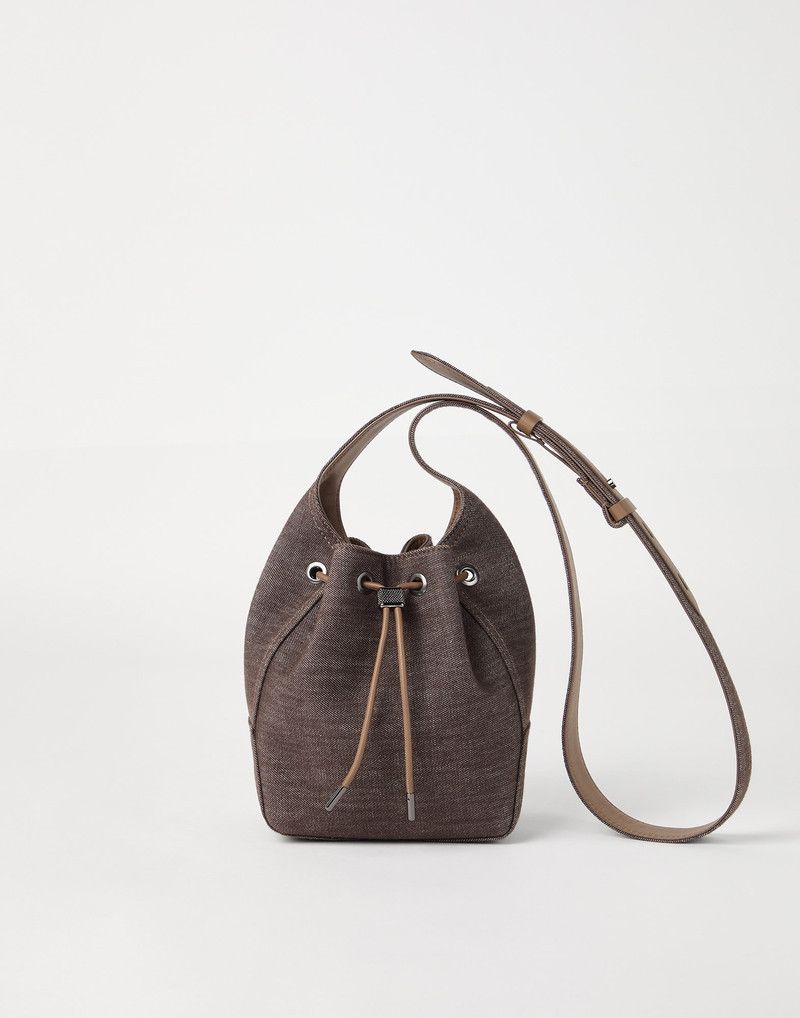 Brunello Cucinelli o1la1rc1a0326 Size: OS / BC Duo Small Bucket Bag in Brown Size ONE SIZE - 1 Thumbnail