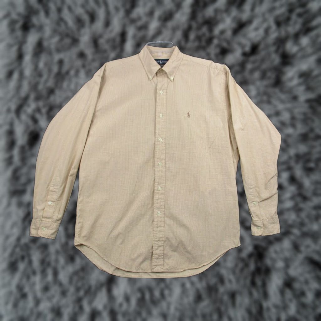 Polo Ralph Lauren VINTAGE Polo Ralph Lauren Blake Shirt Men Beige Plaid Gingham Brown Pony XL Size US XL / EU 56 / 4 - 1 Thumbnail