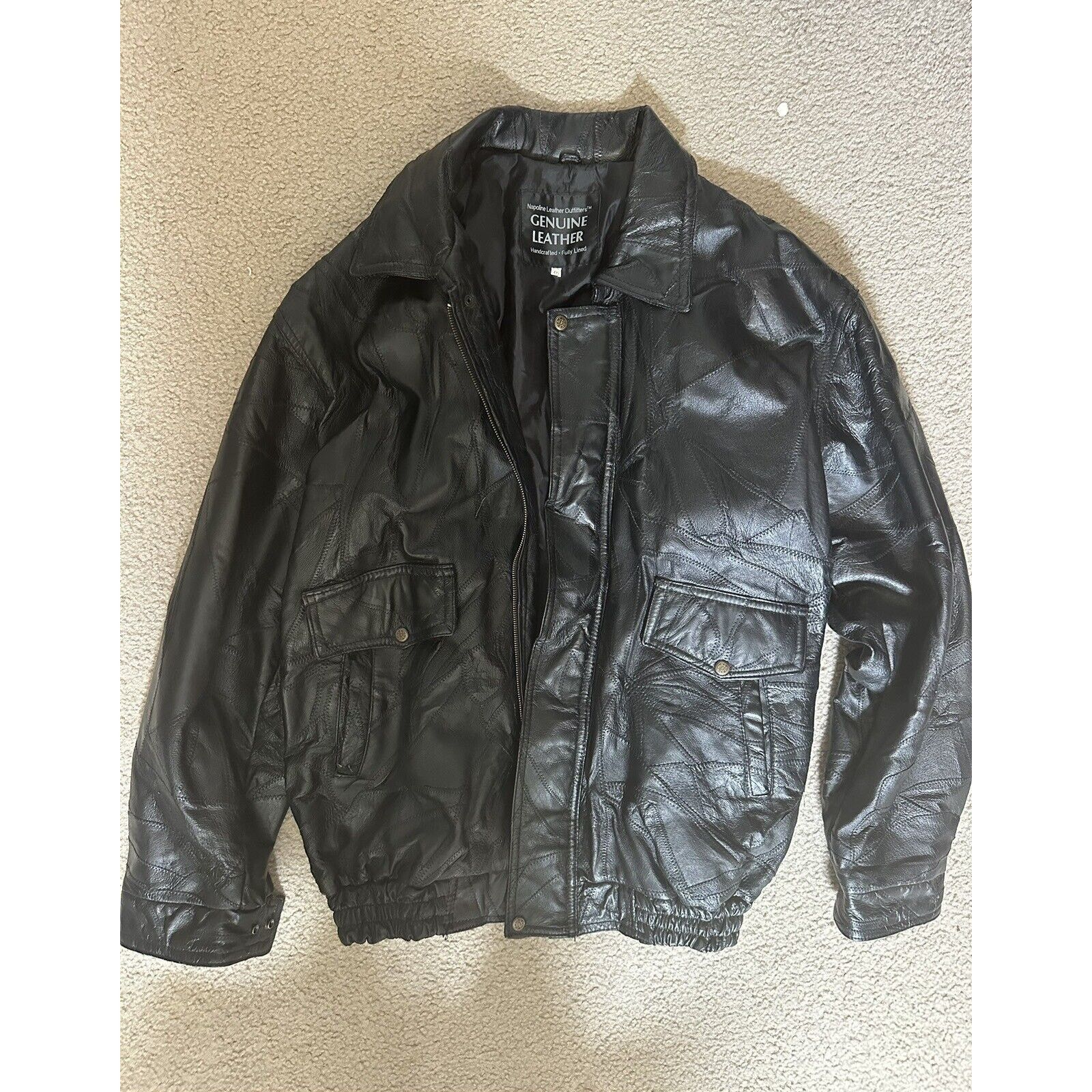 Other Napoline Leather Outfitters Mens 4XL Black Bomber Jacket Size US XXL / EU 58 / 5 - 1 Thumbnail