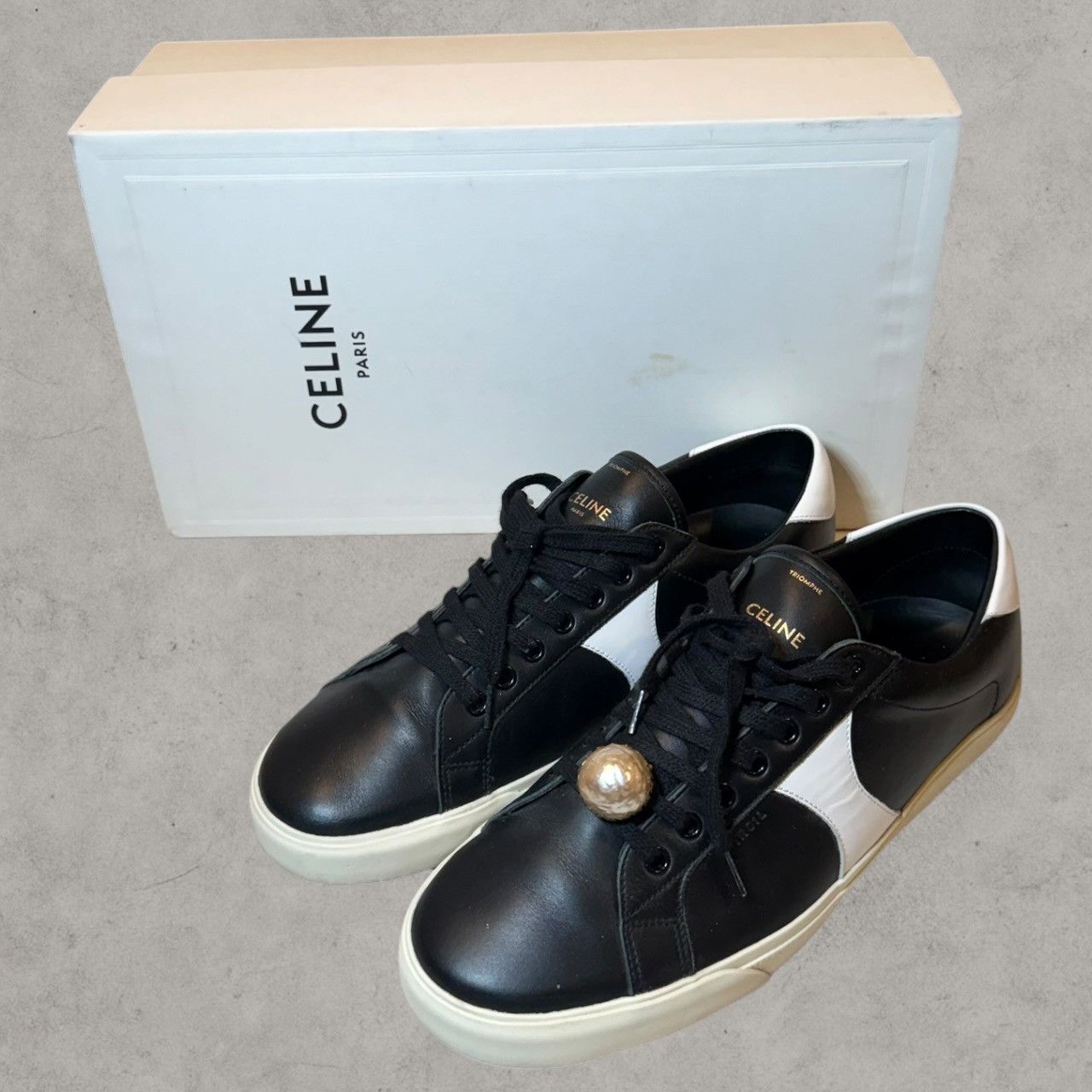Celine × Hedi Slimane Celine TR 01 Triomphe White & Black Low Top