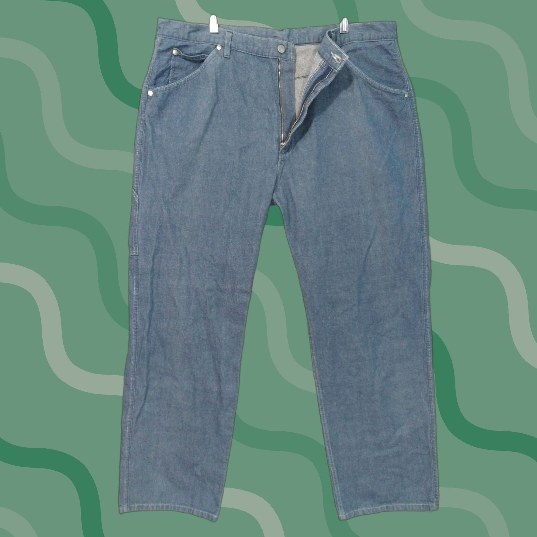 Ralph Lauren VINTAGE Polo Jeans Co. Mens Jeans 38x32 Blue Denim Carpenter Baggy Skate 90s Mens 5-Pocket Design Straight Cotton Denim Rise High Size US M / EU 48-50 / 2 - 1 Thumbnail