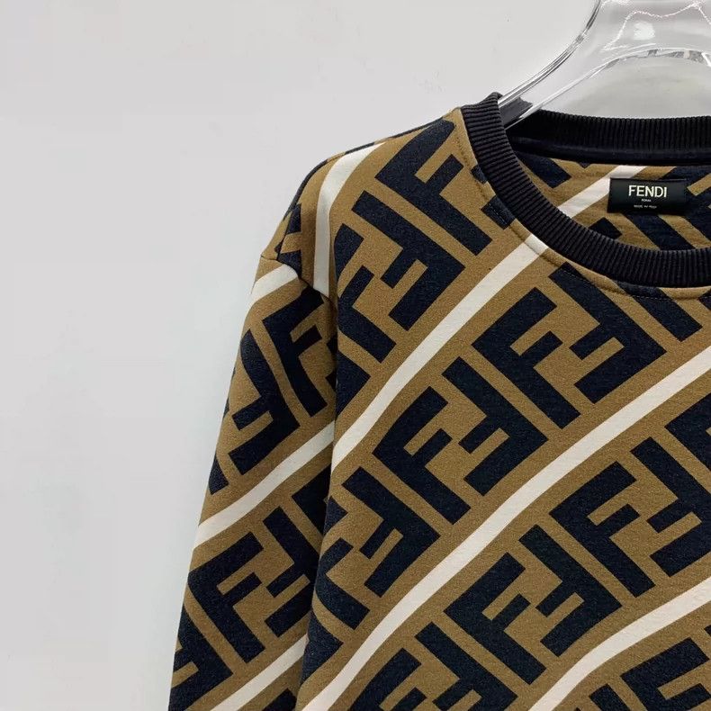 Fendi FENDI Brown logo letter full-print cotton crewneck long-sl Size US XS / EU 42 / 0 - 3 Thumbnail