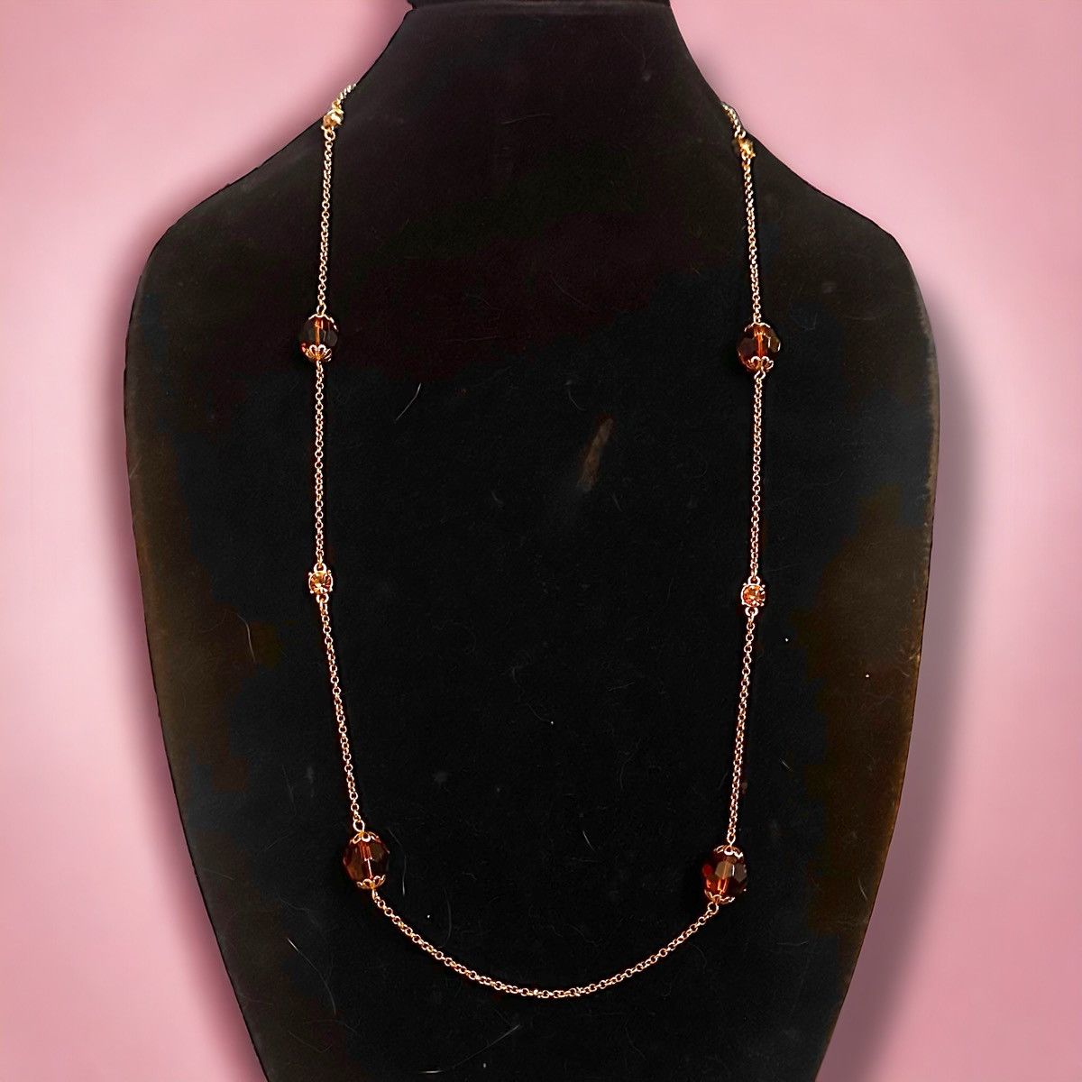 Other Liz Claiborne long gold tone station amber bead necklace Size ONE SIZE - 1 Thumbnail