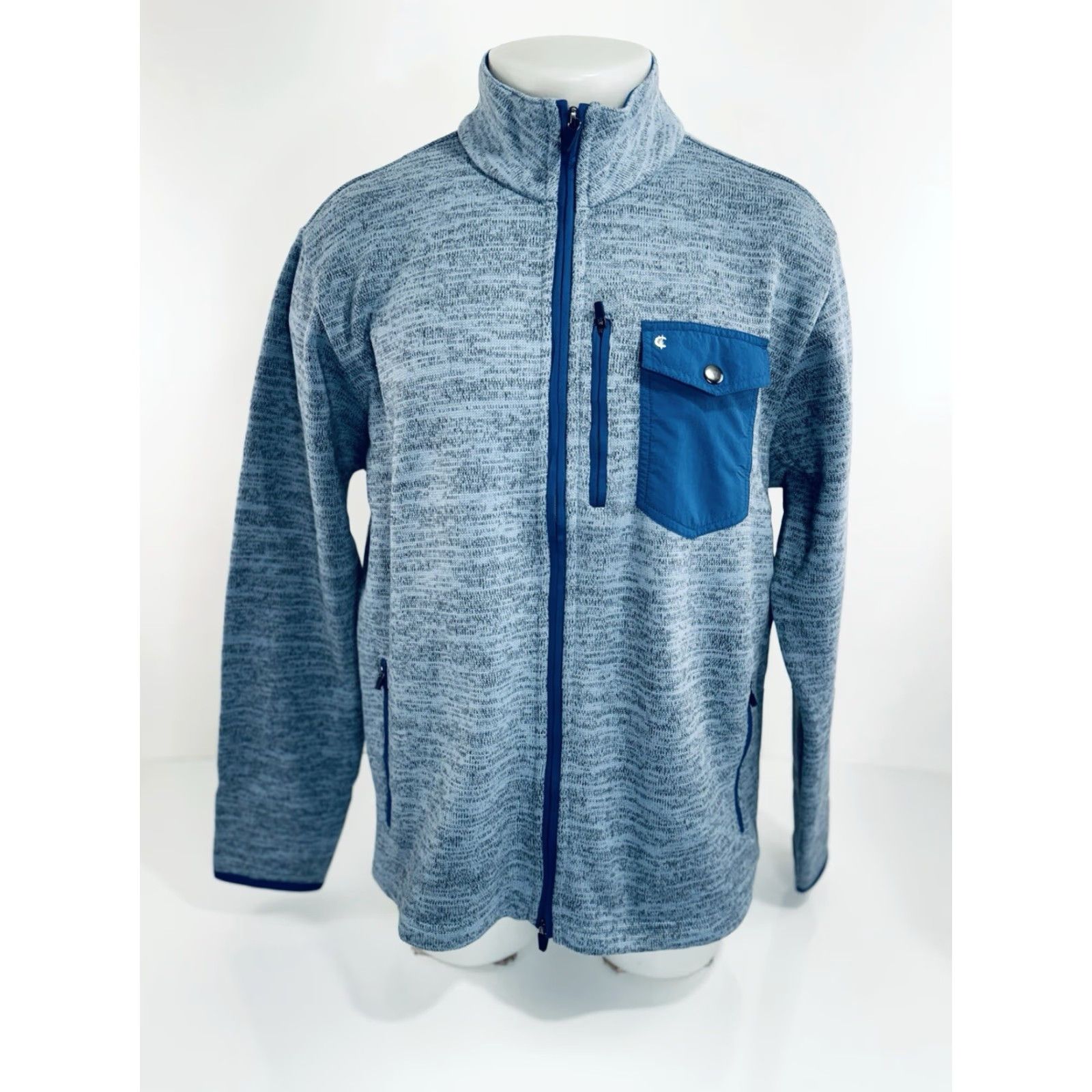 Logo 7 Criquet Austin - NEW w TAG - Fleece Full Zip Embroidered Logo L Sweater Jacket Shirt Mens Heather Blue CQ45 Size US L / EU 52-54 / 3 - 2 Thumbnail