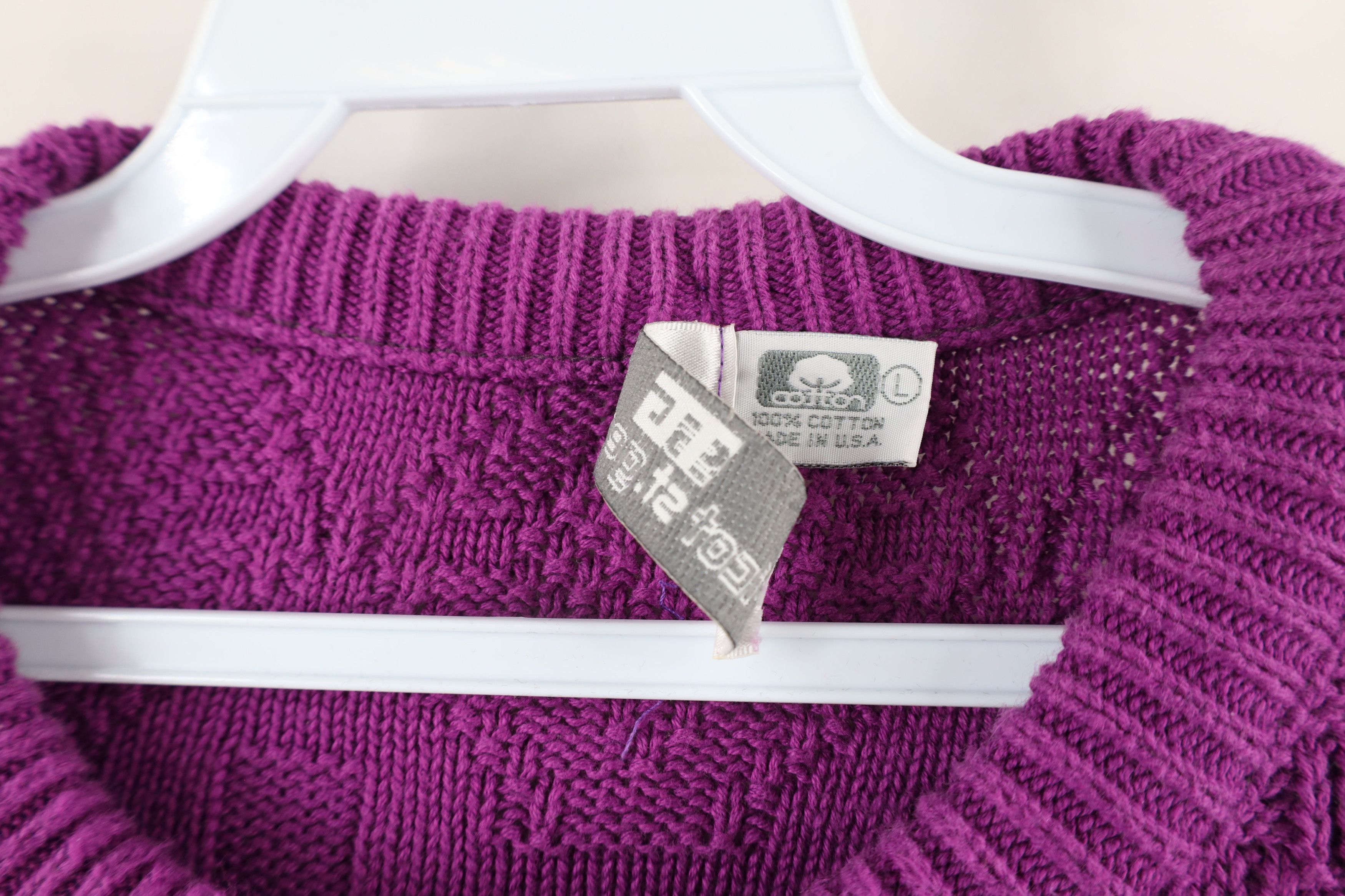 Vintage Vintage 90s Streetwear Cotton Knit Sweater Purple USA Size US L / EU 52-54 / 3 - 5 Thumbnail