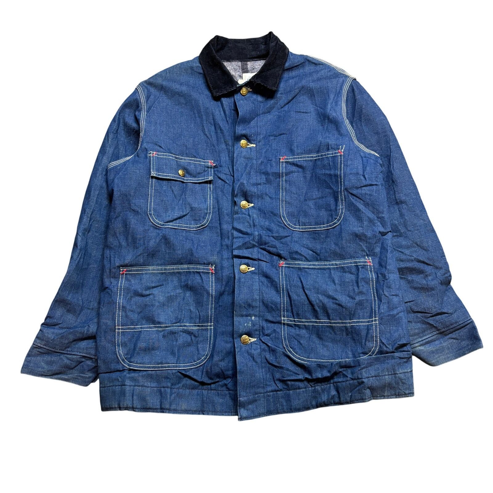 Sears × Vintage VTG 70s Sears Work Leisure Blanket Chore Denim Jacket Mens L Size US L / EU 52-54 / 3 - 1 Thumbnail